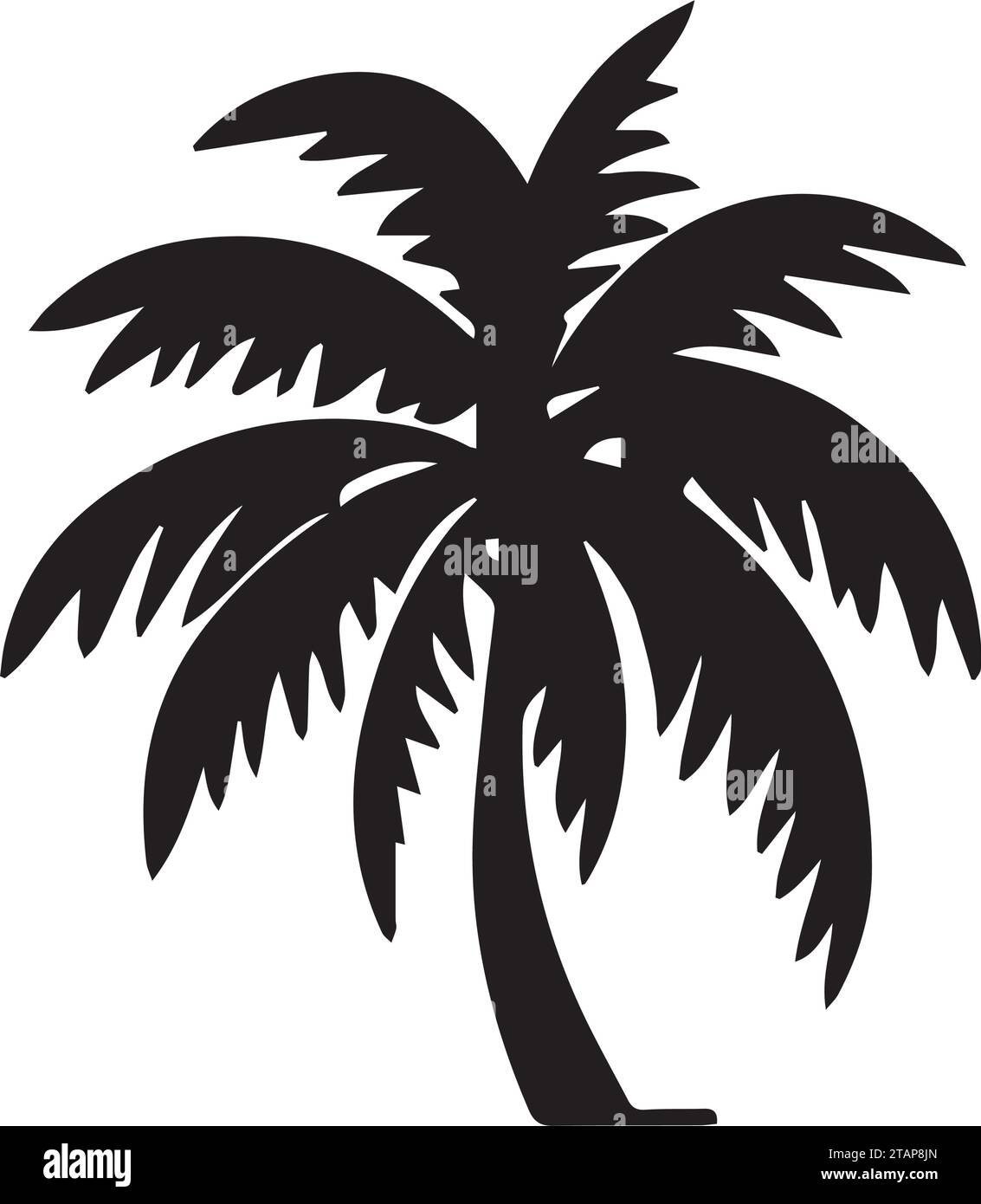 Palm tree silhouette icon illustration black on white background Stock ...