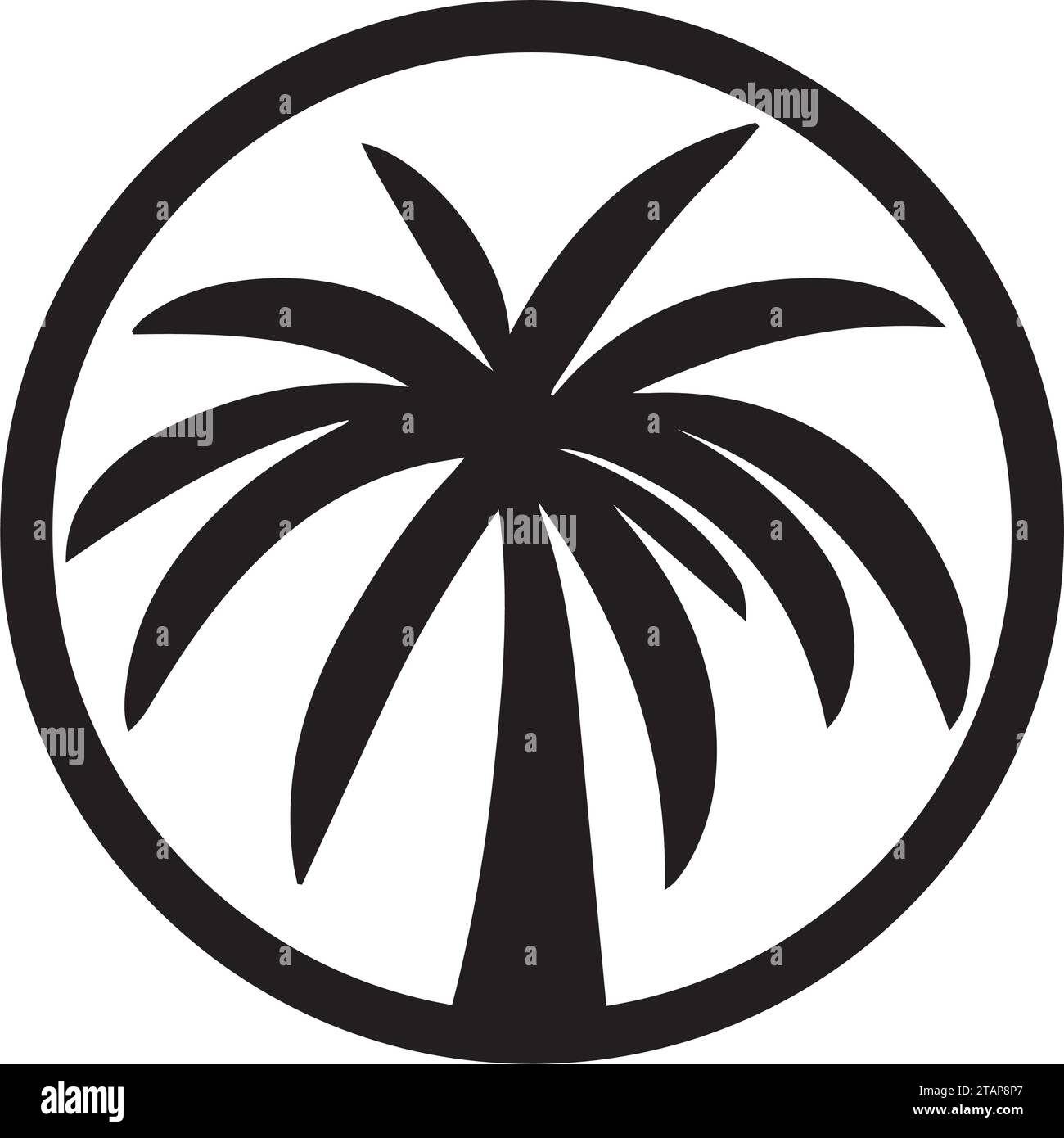 Palm tree silhouette icon illustration black on white background Stock ...
