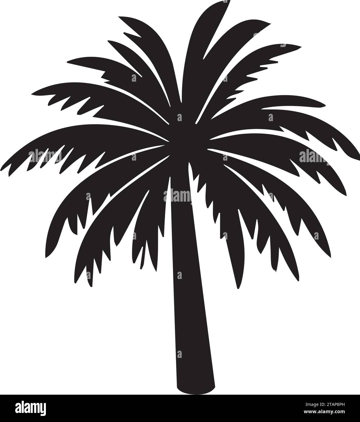 Palm tree silhouette icon illustration black on white background Stock ...