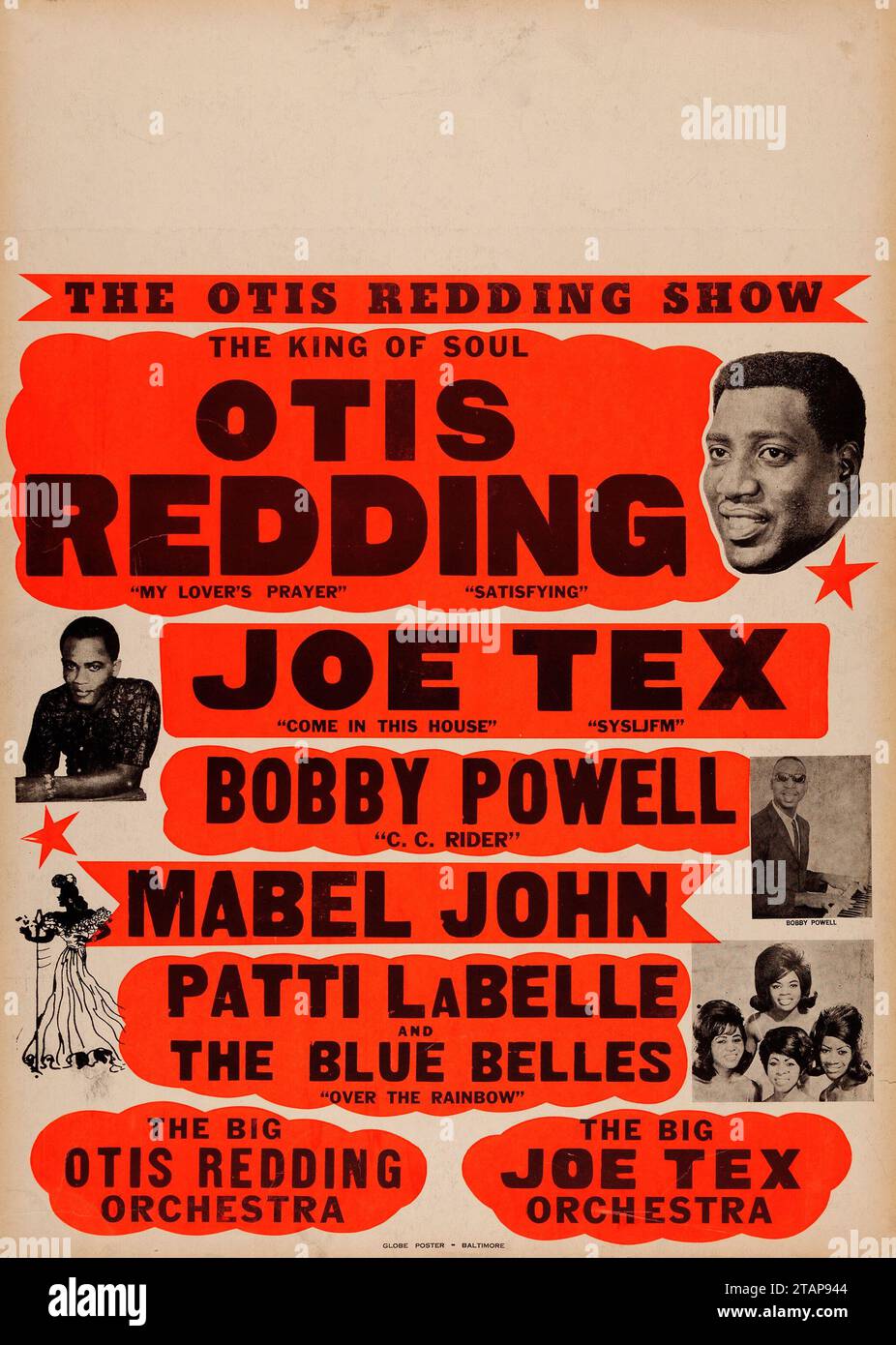 Otis Redding Show - Vintage Concert Poster (circa 1966) feat Joe Tex, Bobby Powell, Mabel John, Patti Labelle Stock Photo