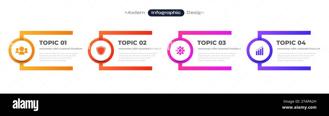 Modern Infographic Design Template with 4 Options or Steps. Can be used ...