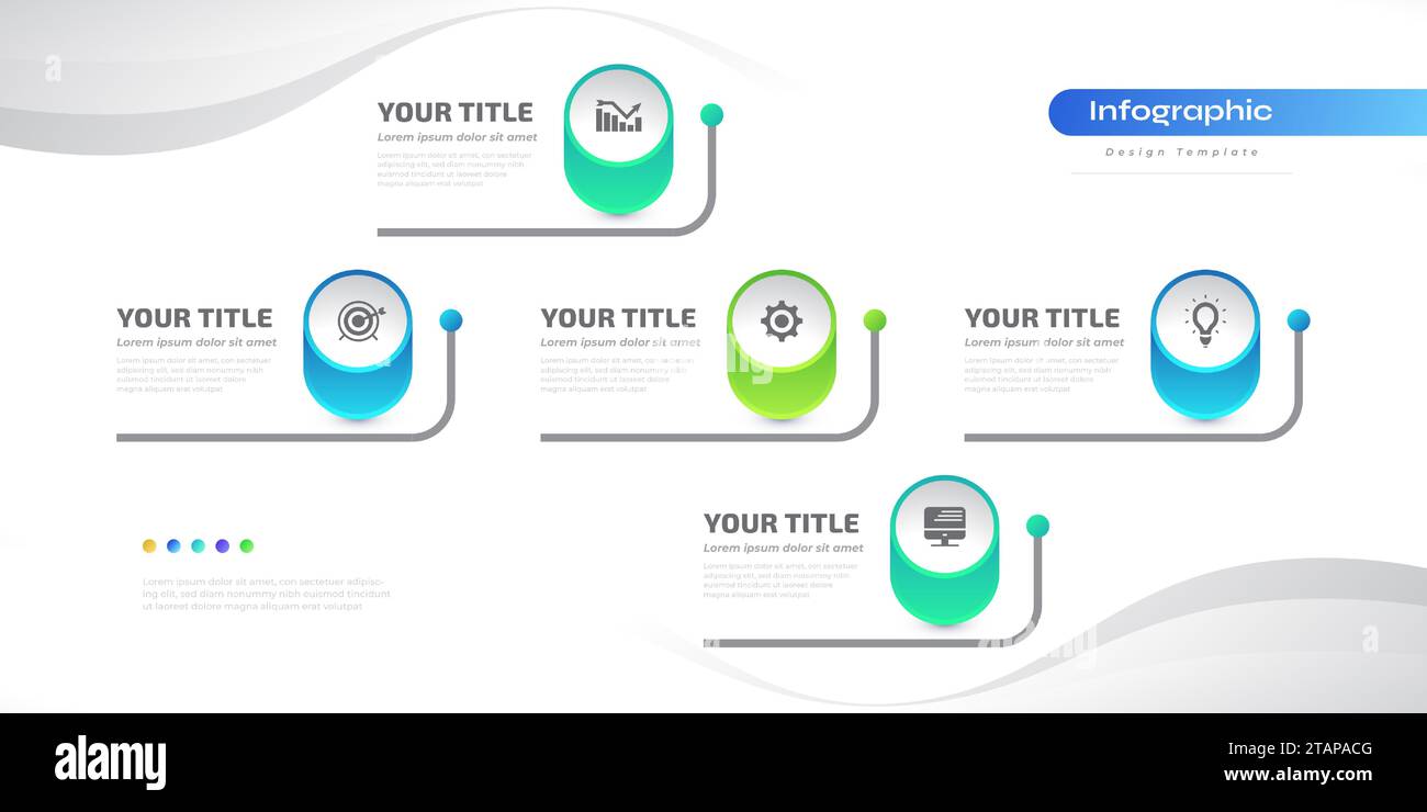 Business Infographic Design Template with 5 Options or Steps. Can be ...