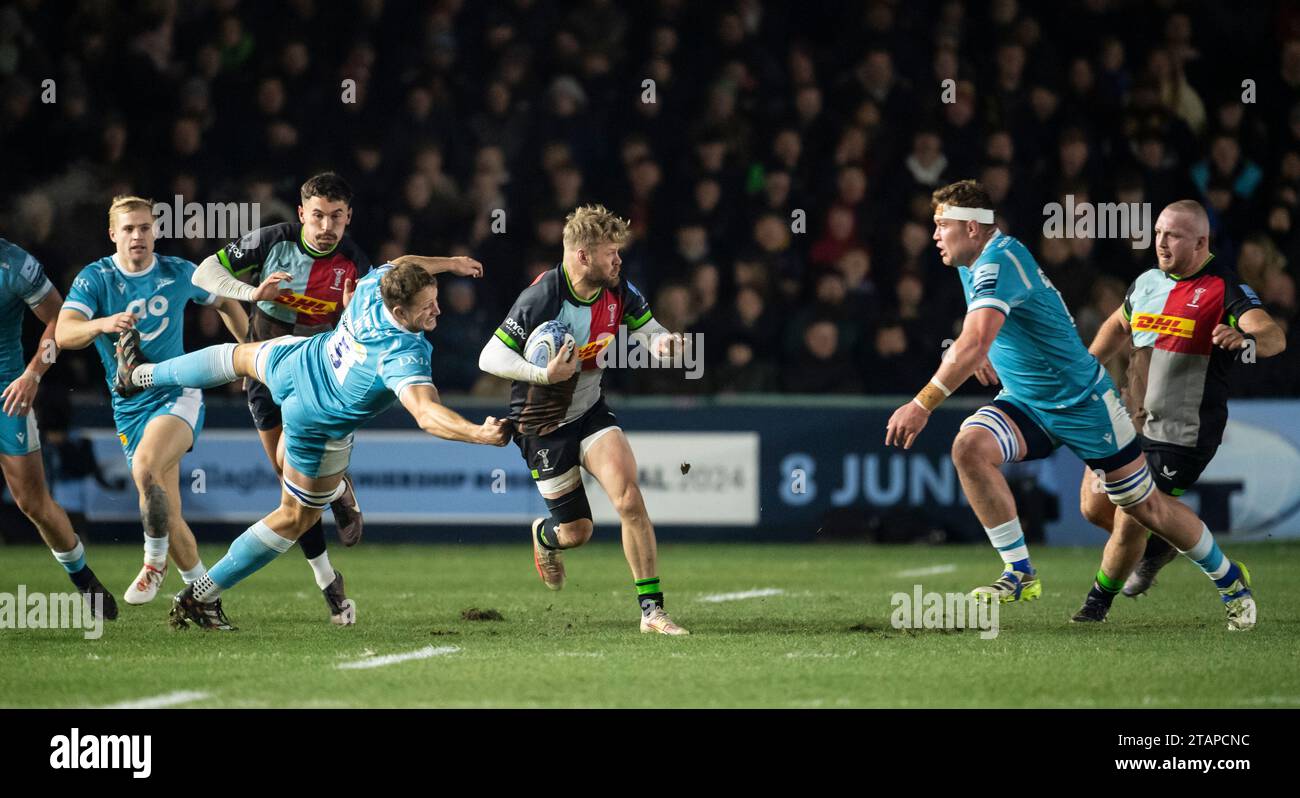 Harlequins Tyrone Green in action during the Harlequins v Sale Sharks