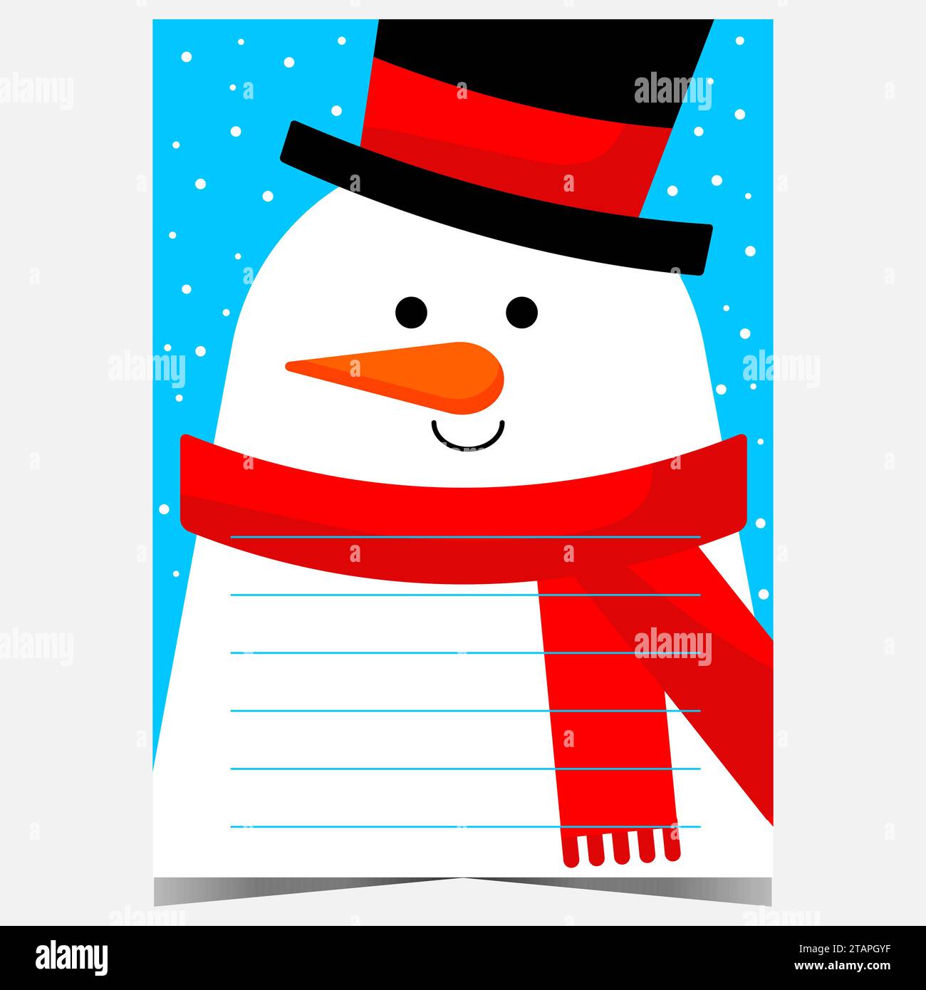 Christmas wish list template for Santa with cartoon snowman in the