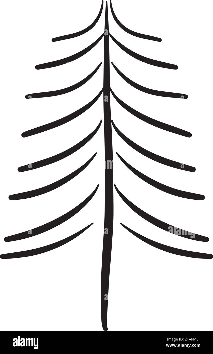 Christmas tree icon, vector hand drawn outline illustration of Xmas ...