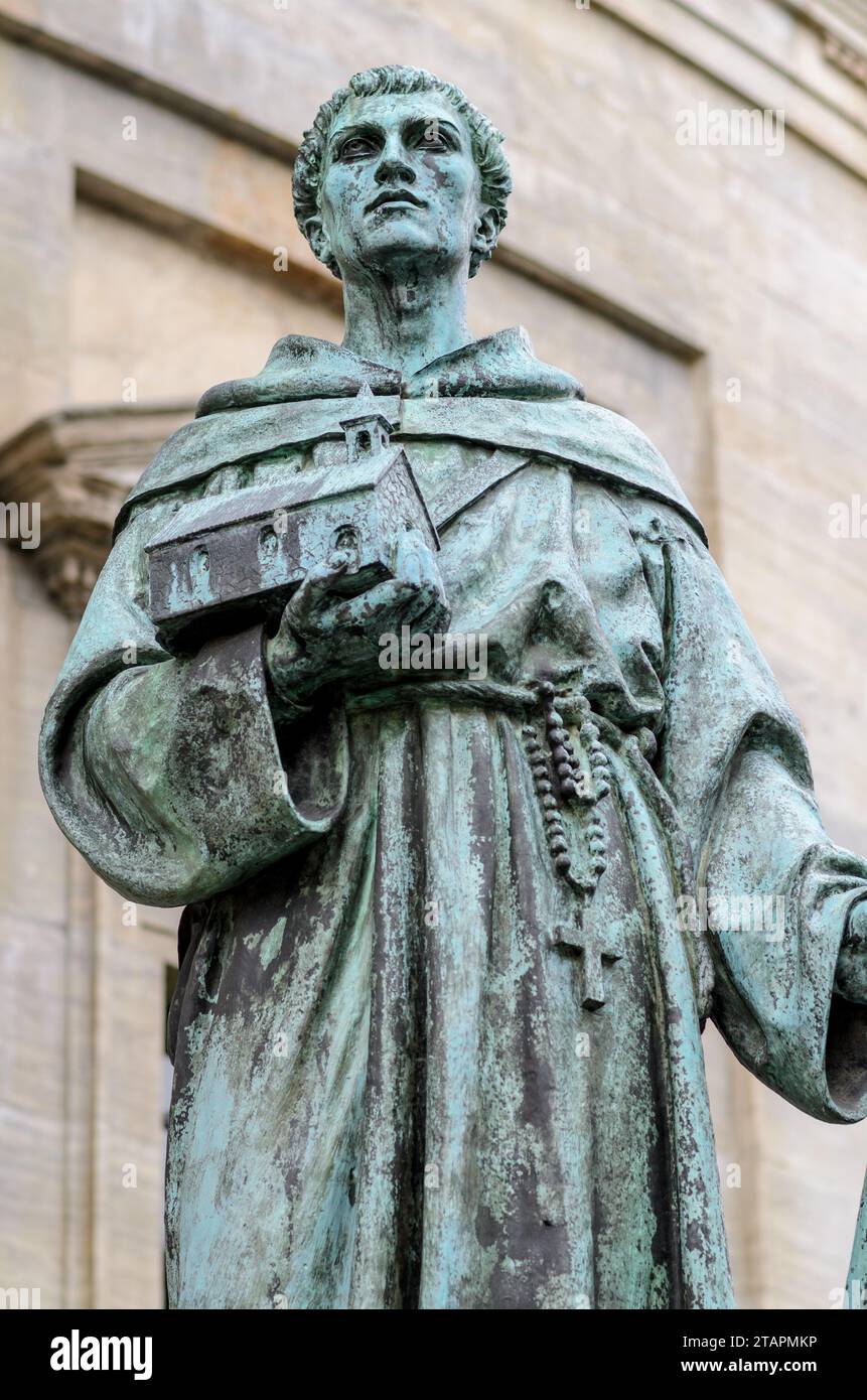 Statue of Saint Ansgar (Saint Anschar) - Archbishop of Hamburg-Bremen near Frederik Church at Copenhagen Stock Photo