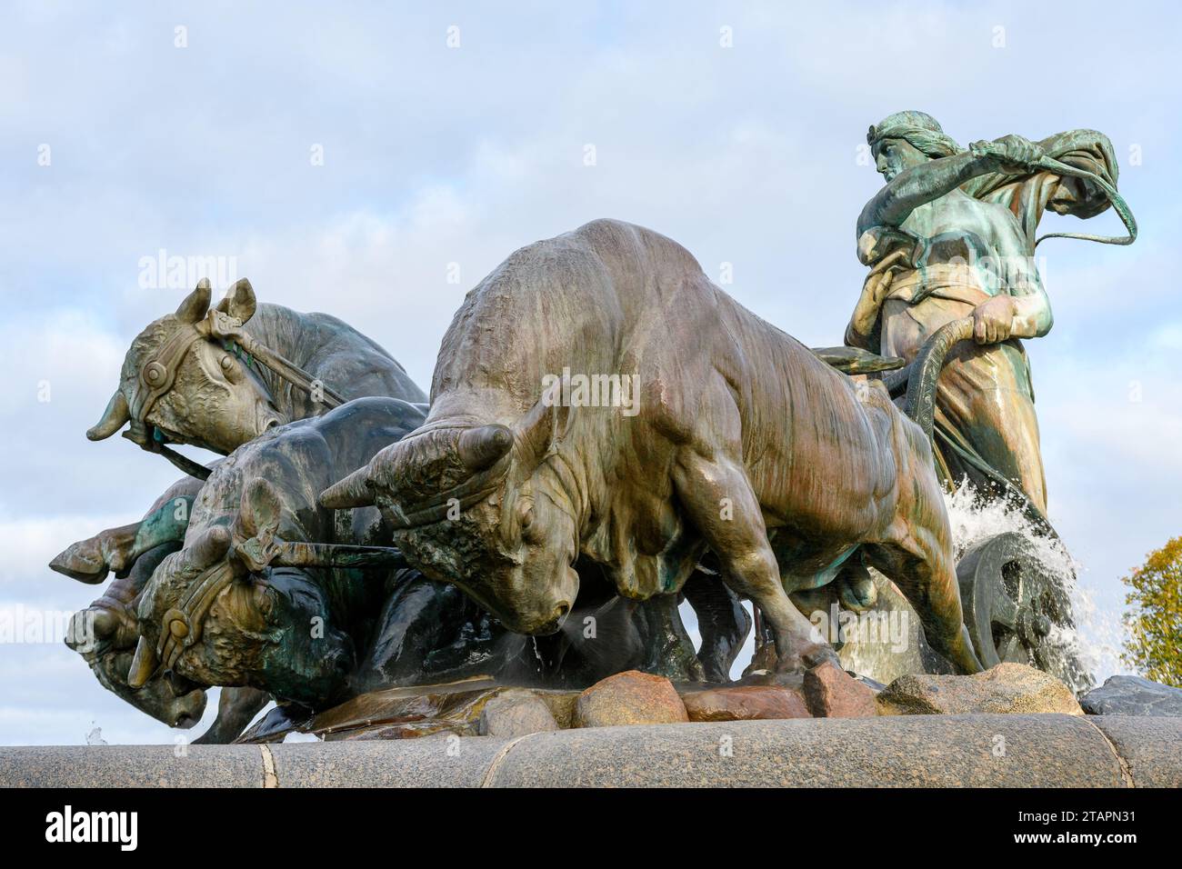 The Gefion fountain in Copenhagen, Denmark. It features a largescale