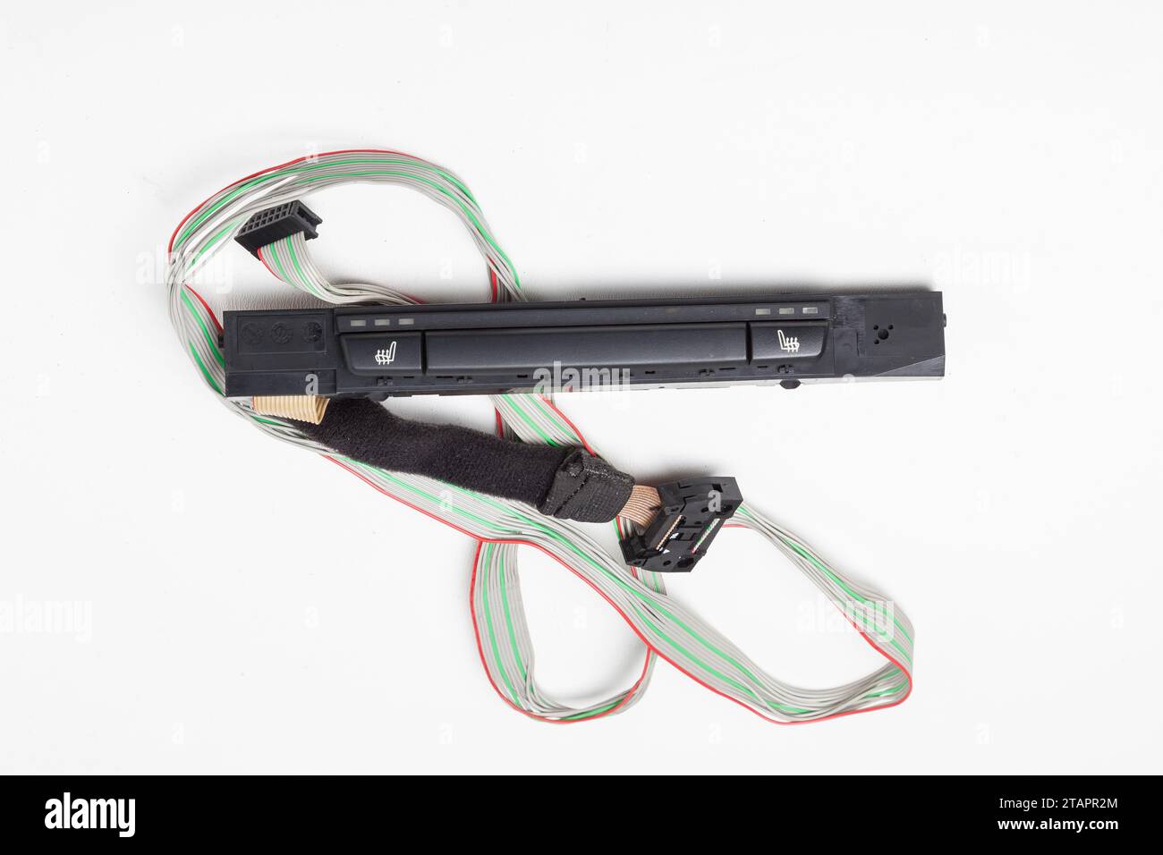 Heated seats buttons with wire and connector on white isolated ...