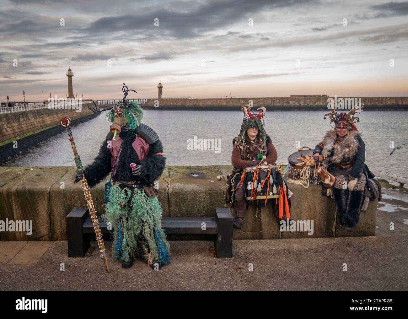 Participants ahead of the Whitby Krampus Run in Whitby, Yorkshire