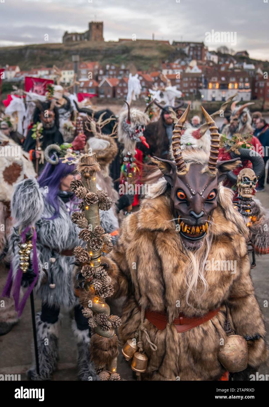 Participants during the Whitby Krampus Run in Whitby, Yorkshire, which ...