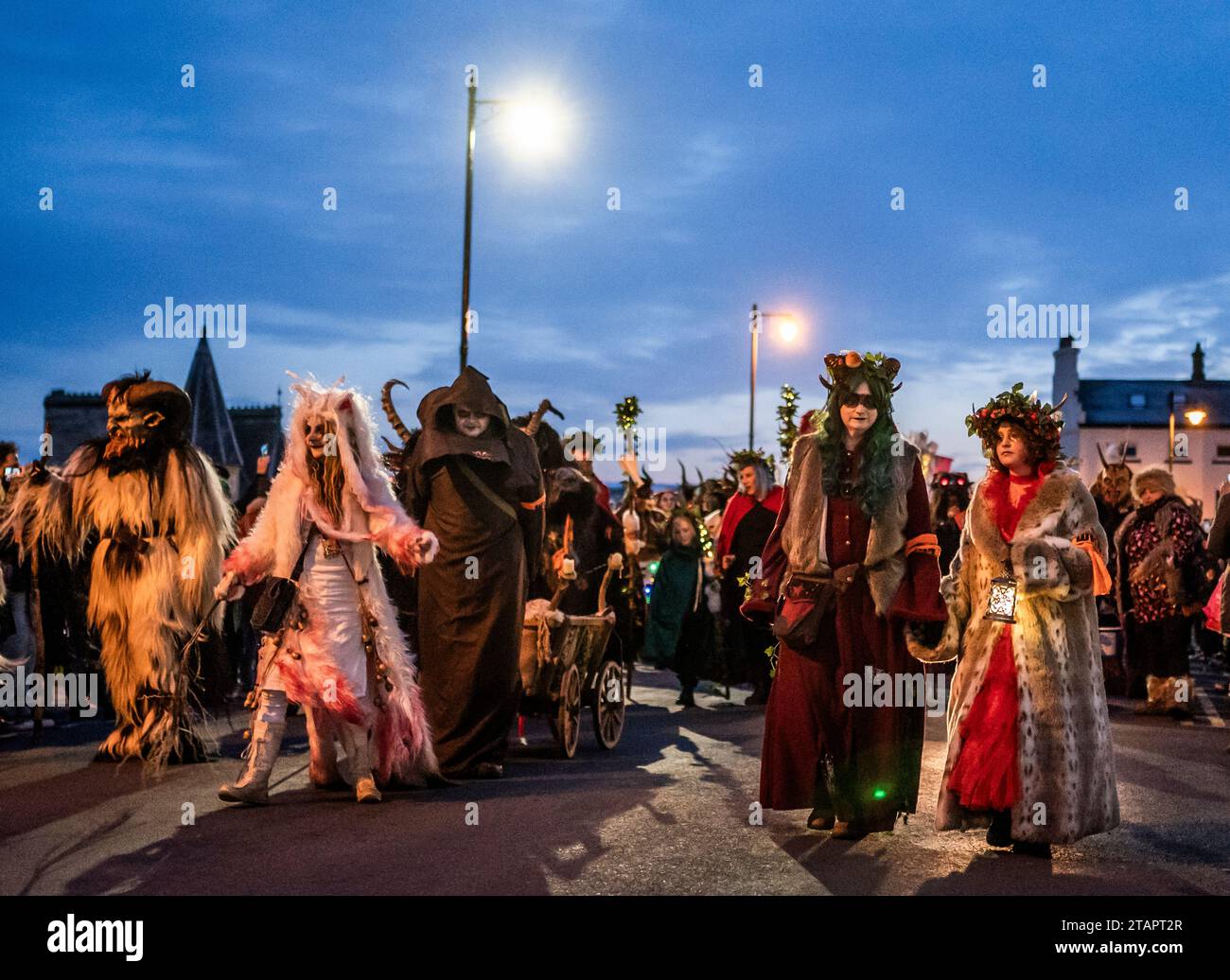 Participants during the Whitby Krampus Run in Whitby, Yorkshire, which