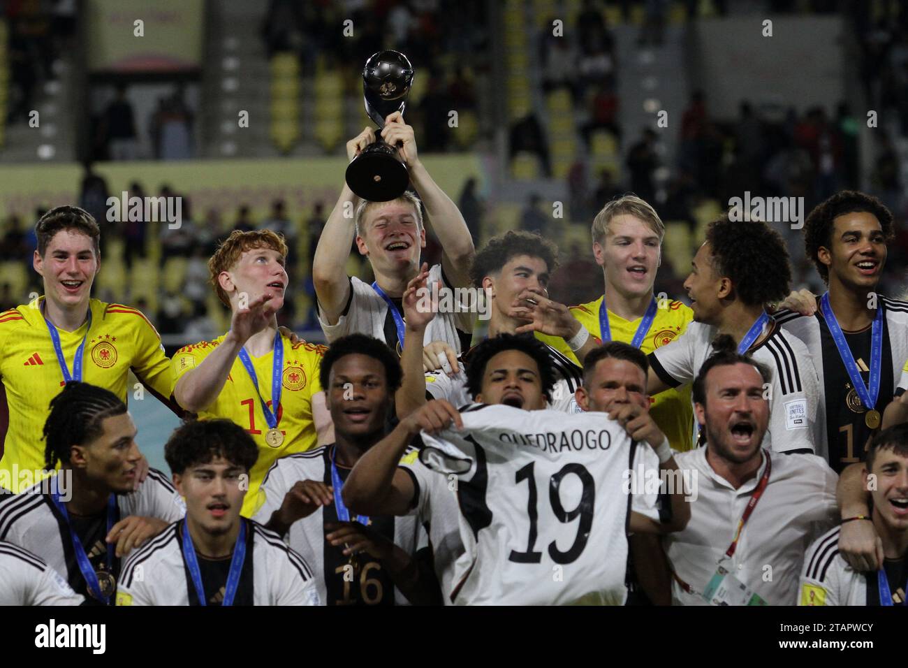 Luzhniki Stadium, Moscow, Russia. 15th July, 2018. FIFA World Cup Football  Final, France versus Croatia; Philipp Lahm (World Champion 2014 Germany)  presents the World Cup trophy Credit: Action Plus Sports/Alamy Live News