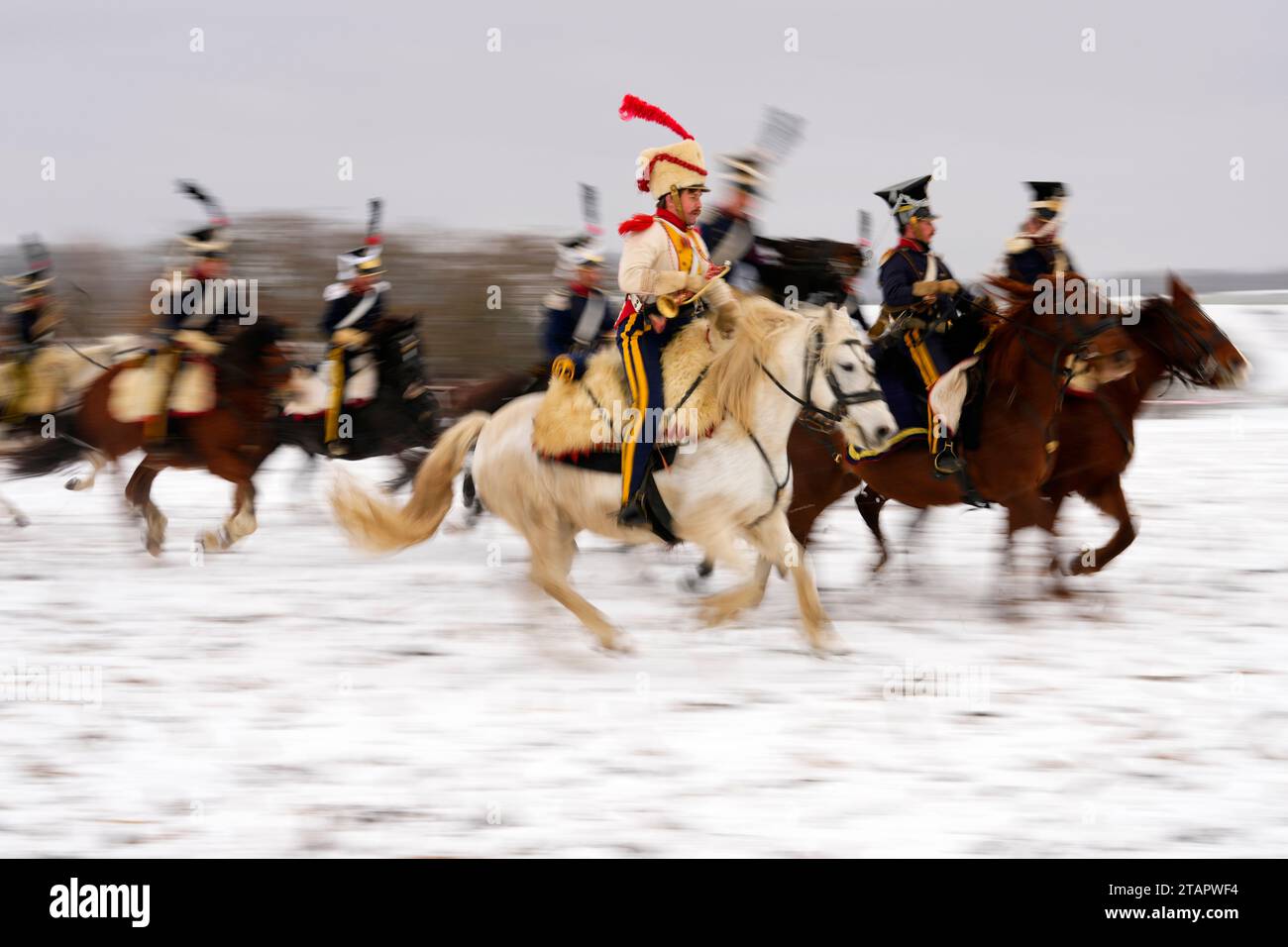 History enthusiasts dressed in regimental costumes take part in a re ...