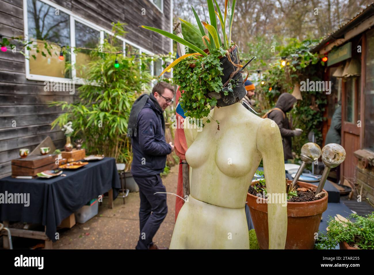 Twickenham, UK. Sat 2 Dec 2023. Eel Pie Island, on the River Thames in London, opens to the public twice each year. Artists display their work for sale and refreshments are offered. Credit: Thomas Faull/Alamy Live News Stock Photo