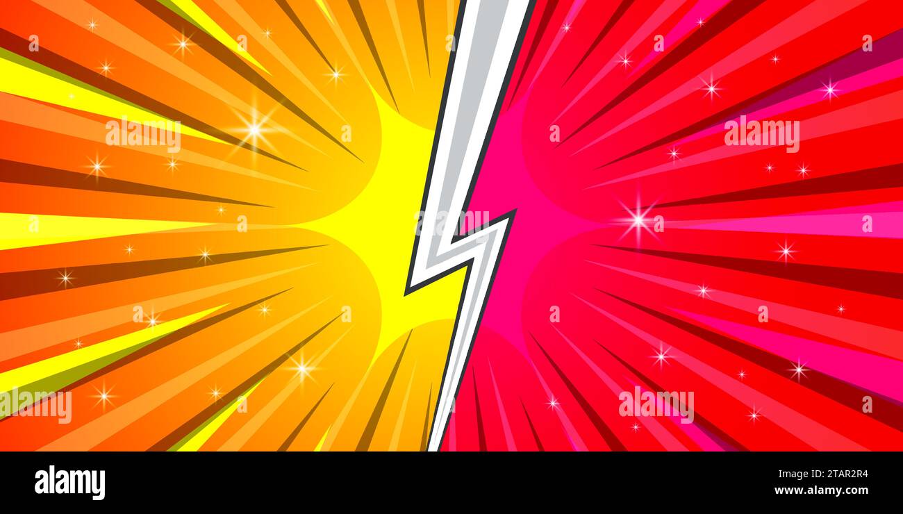 Versus with background in flat comic style design with halftones, lightning. Vector illustration Stock Vector