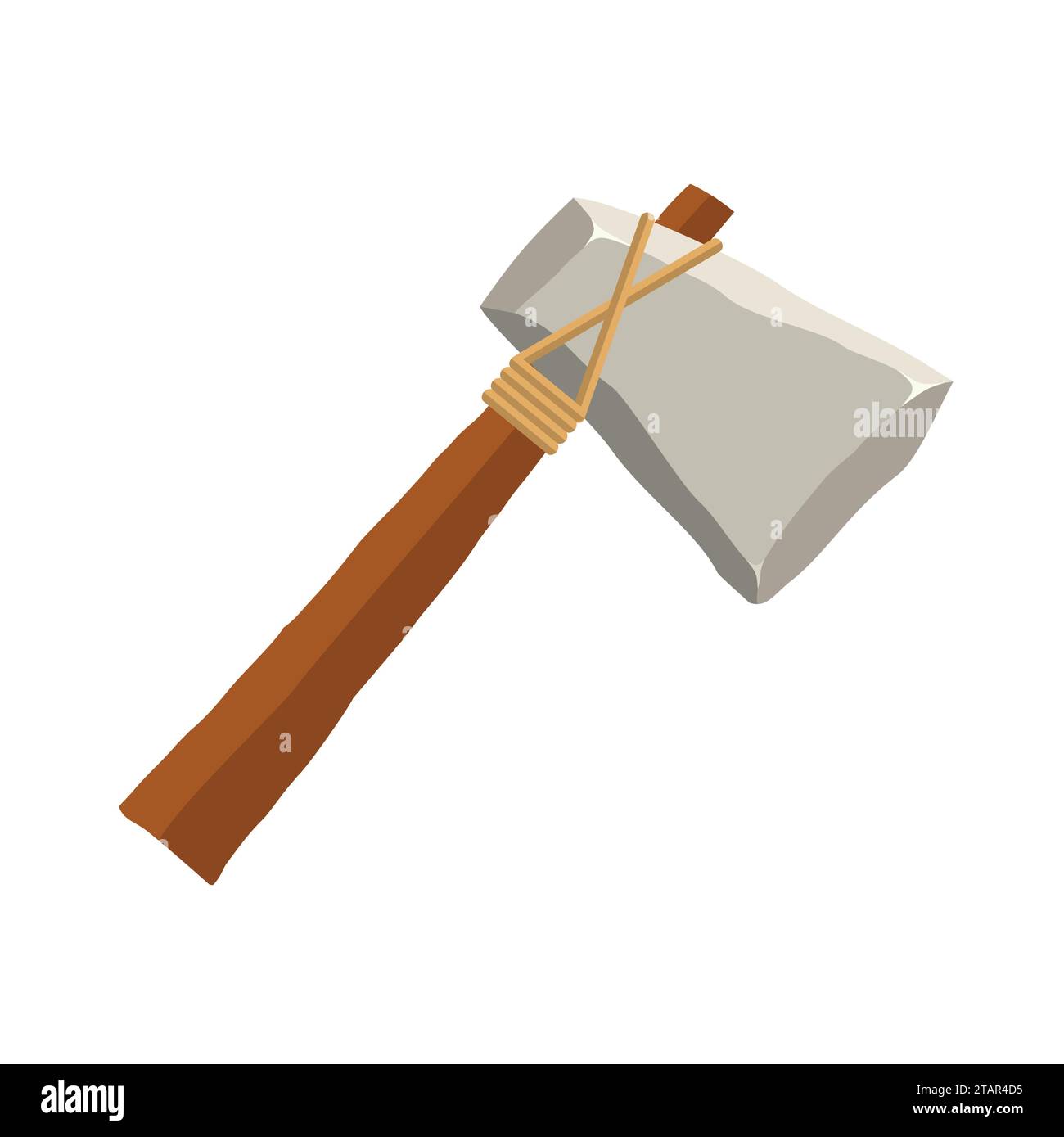 Stone axe isolated on white background. Ancient tool and weapon in flat style. Vector illustration. Stock Vector
