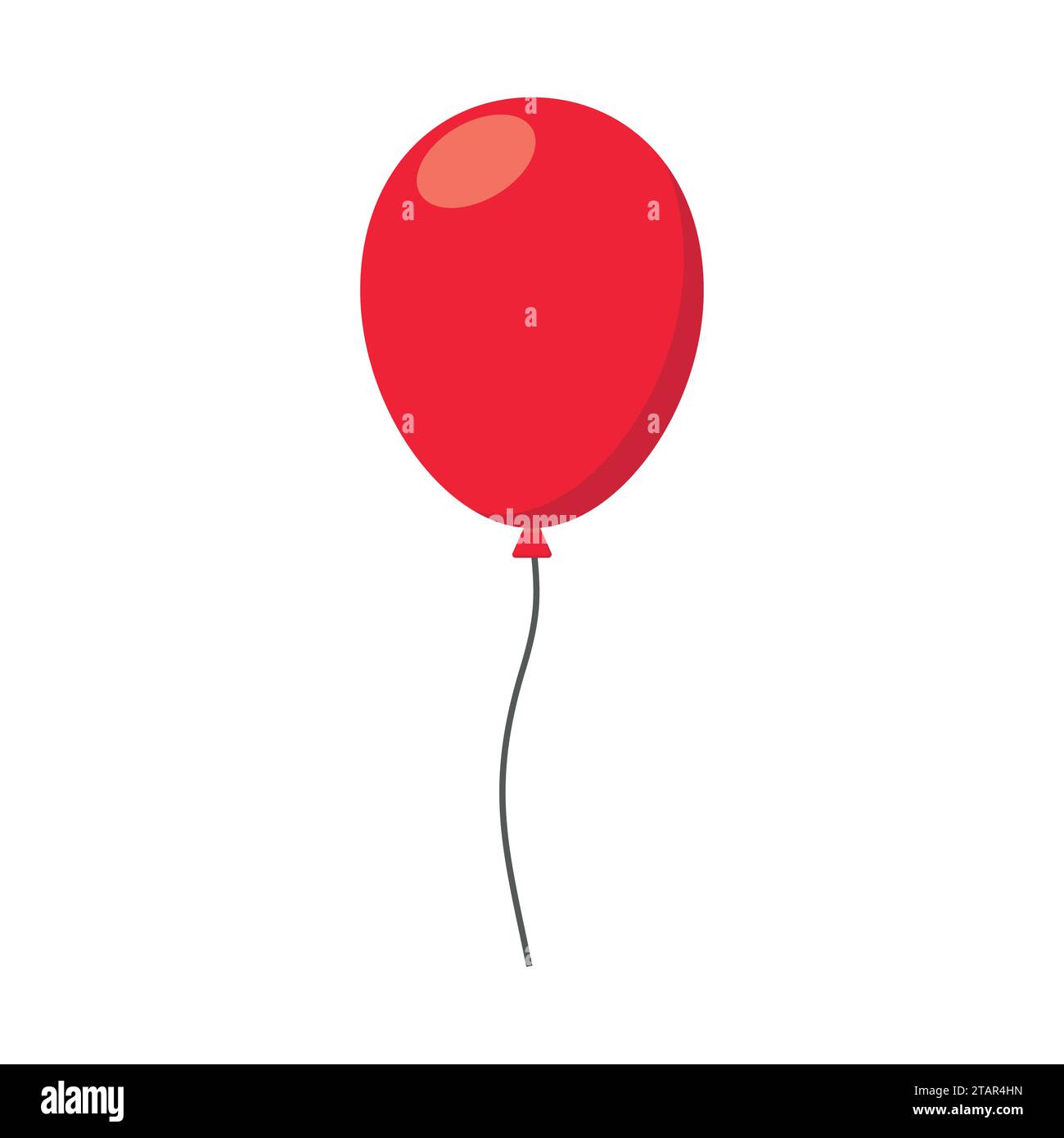 Red Balloon in flat style carnival happy surprise helium string. Air balloon isolated on white background Stock Vector