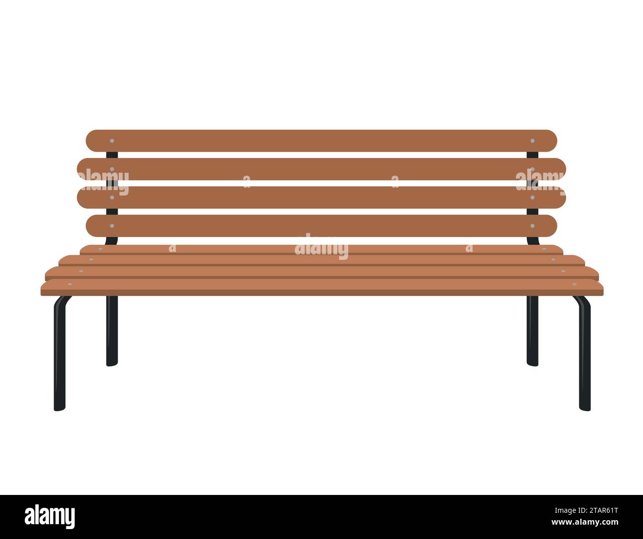 Wooden bench isolated on white background. Park brown vector bench in flat style Stock Vector