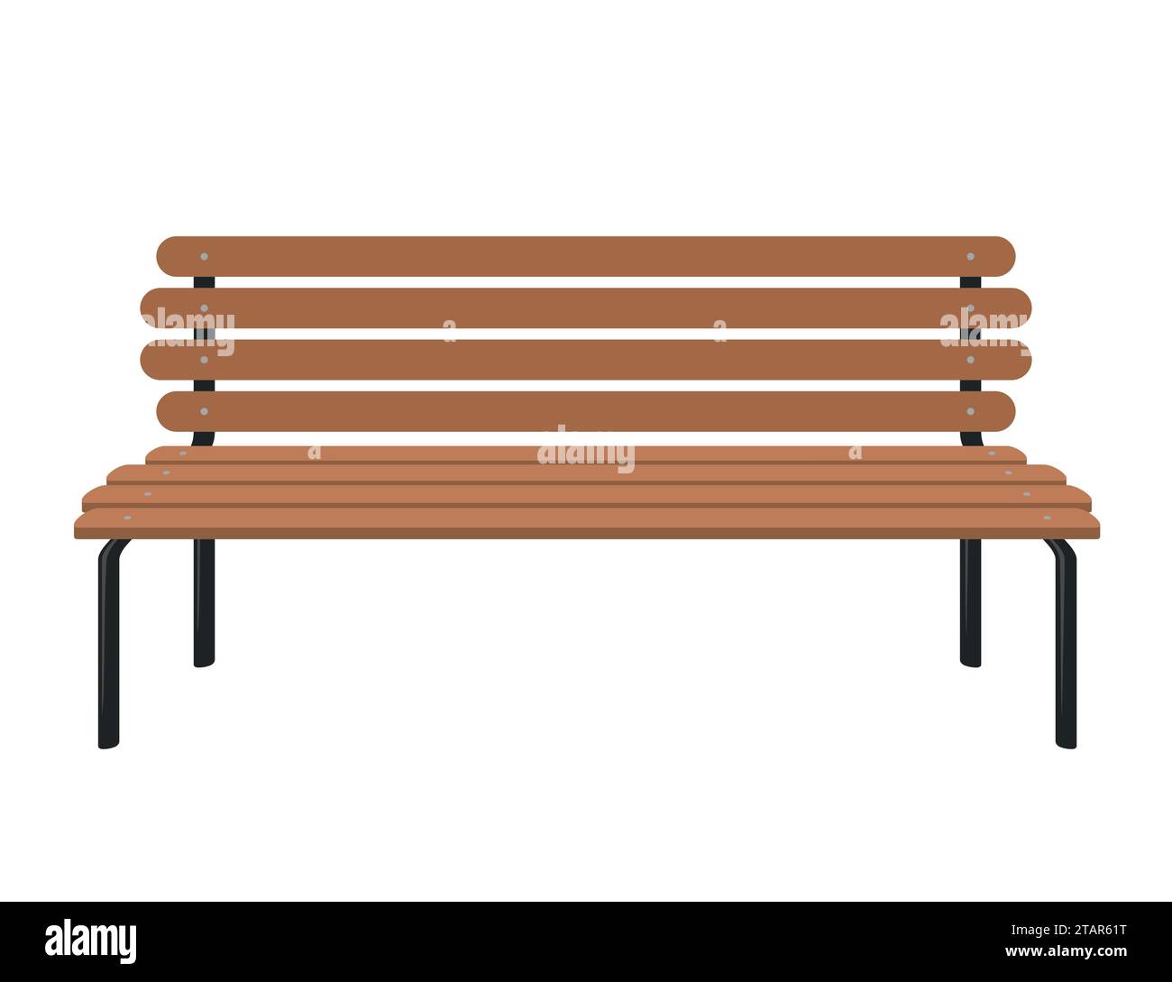 Wooden bench isolated on white background. Park brown vector bench in