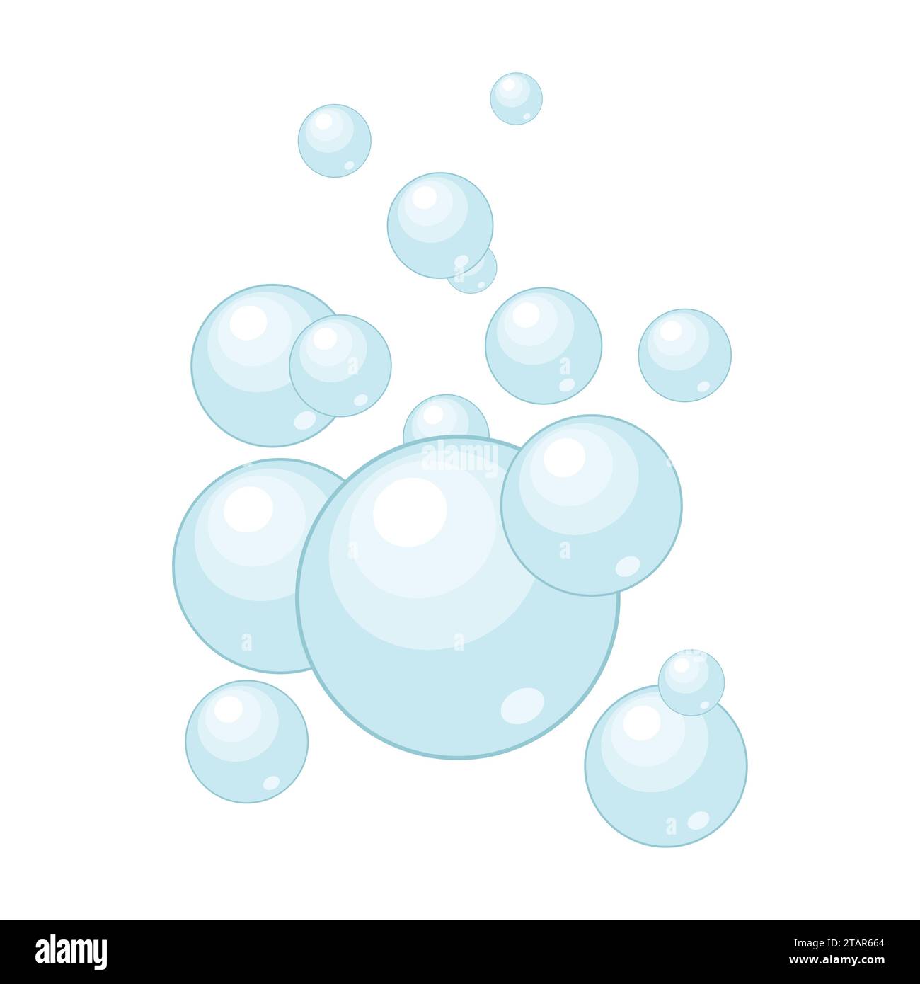 Soap bubbles isolated on white background. Water bubble washing in flat style Stock Vector