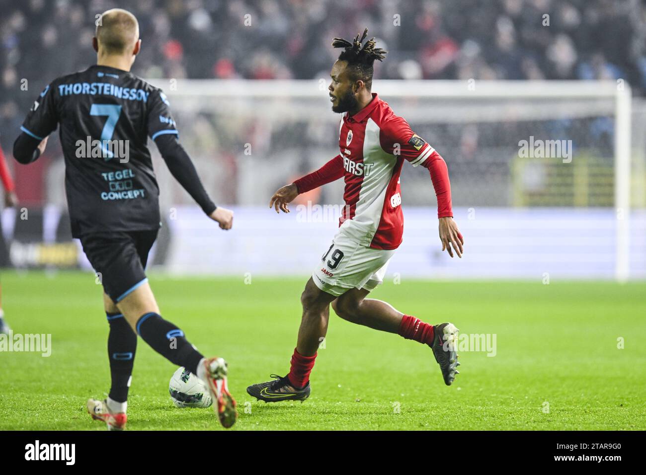 Antwerp, Belgium. 02nd Dec, 2023. Antwerp's Chidera Ejuke pictured in action during a soccer
