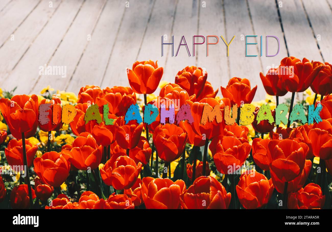 Happy Eid al-Adha. Eid Mubarak greeting Card. Islamic festival design Stock Photo