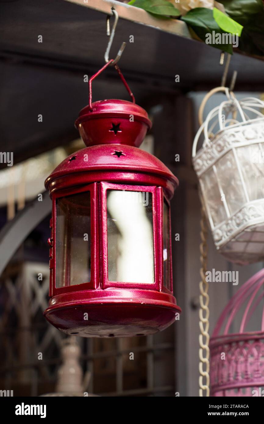 Old retro style lantern made of metal Stock Photo Alamy