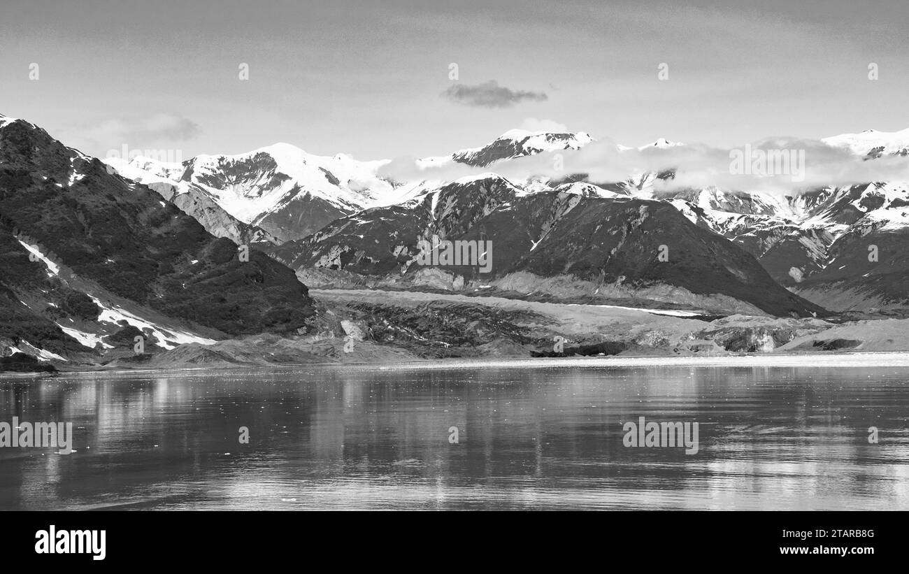 Scenic view at mountain glacier nature from sea ocean. Glacier bay nature Stock Photo