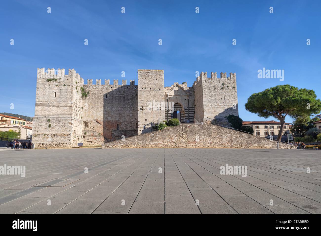 Castello dell'Imperatore - medieval castle with crenellated walls and towers built for emperor Frederick II in Prato, Italy Stock Photo