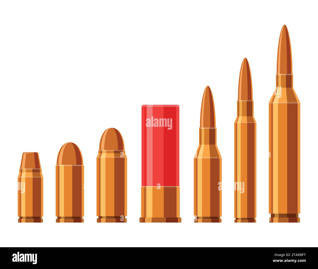 Cartridges vector set. A collection of bullets isolated on white