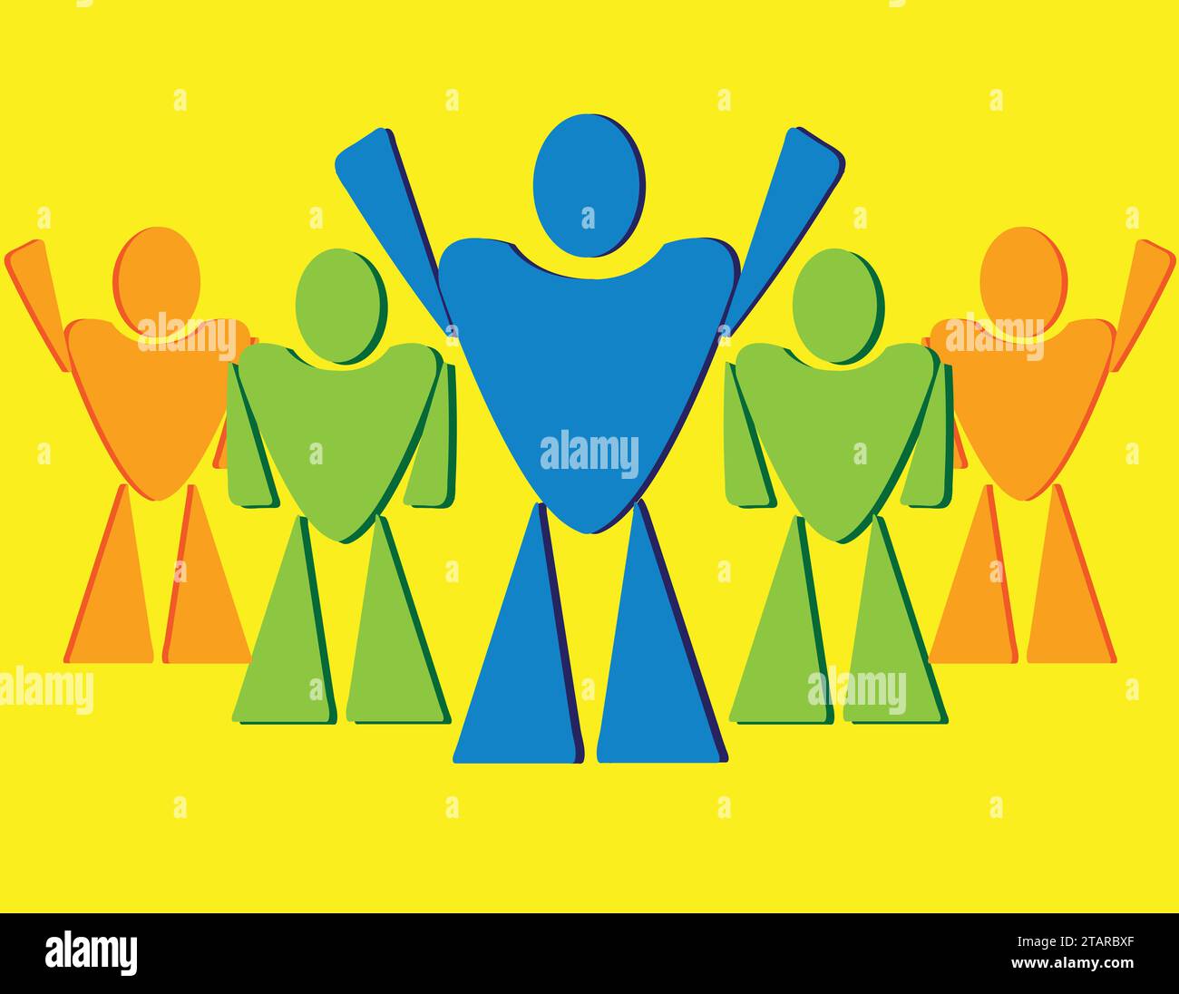 Abstract icon of group of people; five anthropomorphic icons; person ...
