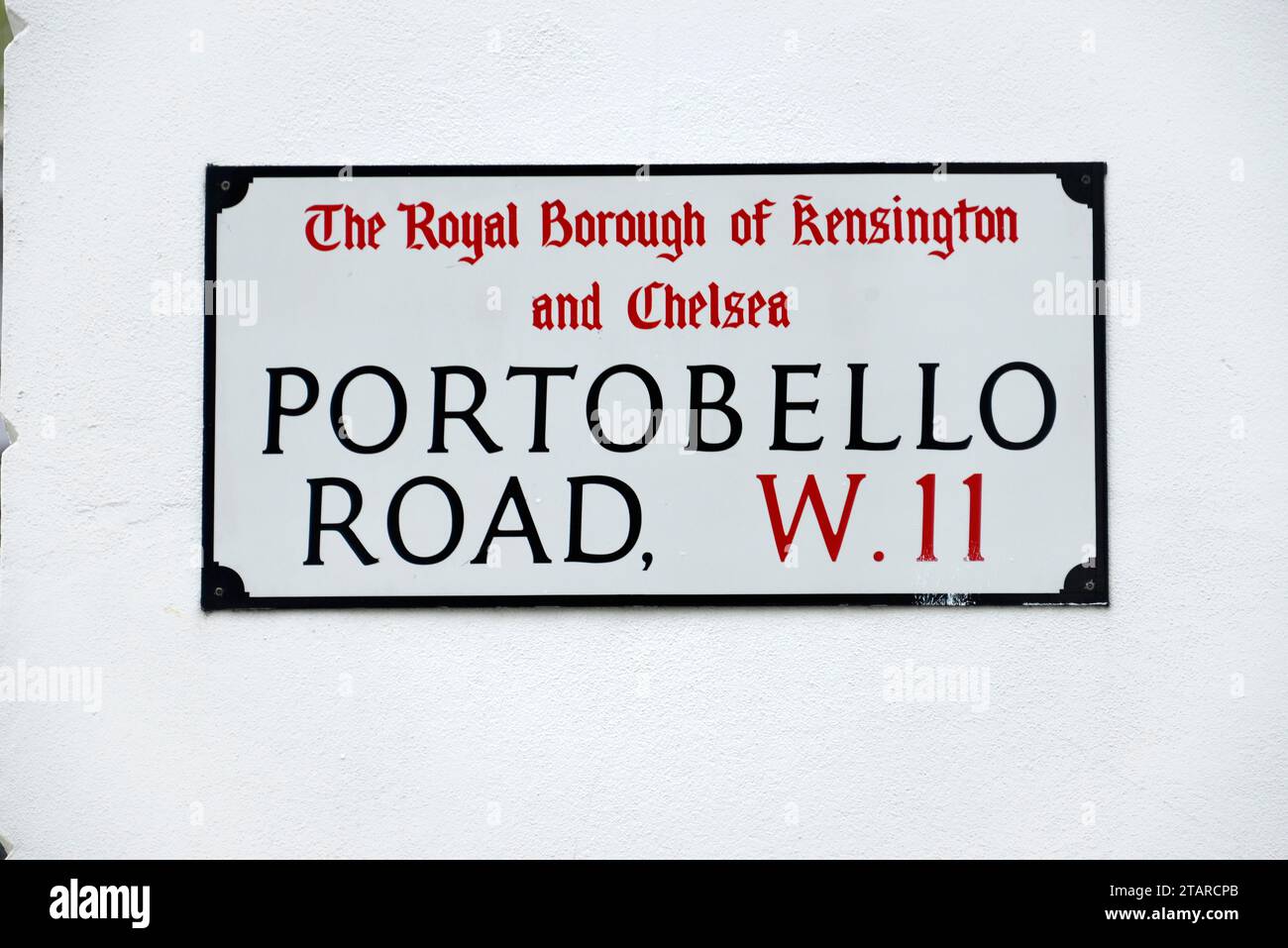 Street sign Portobello Road in the Notting Hill neighbourhood of London