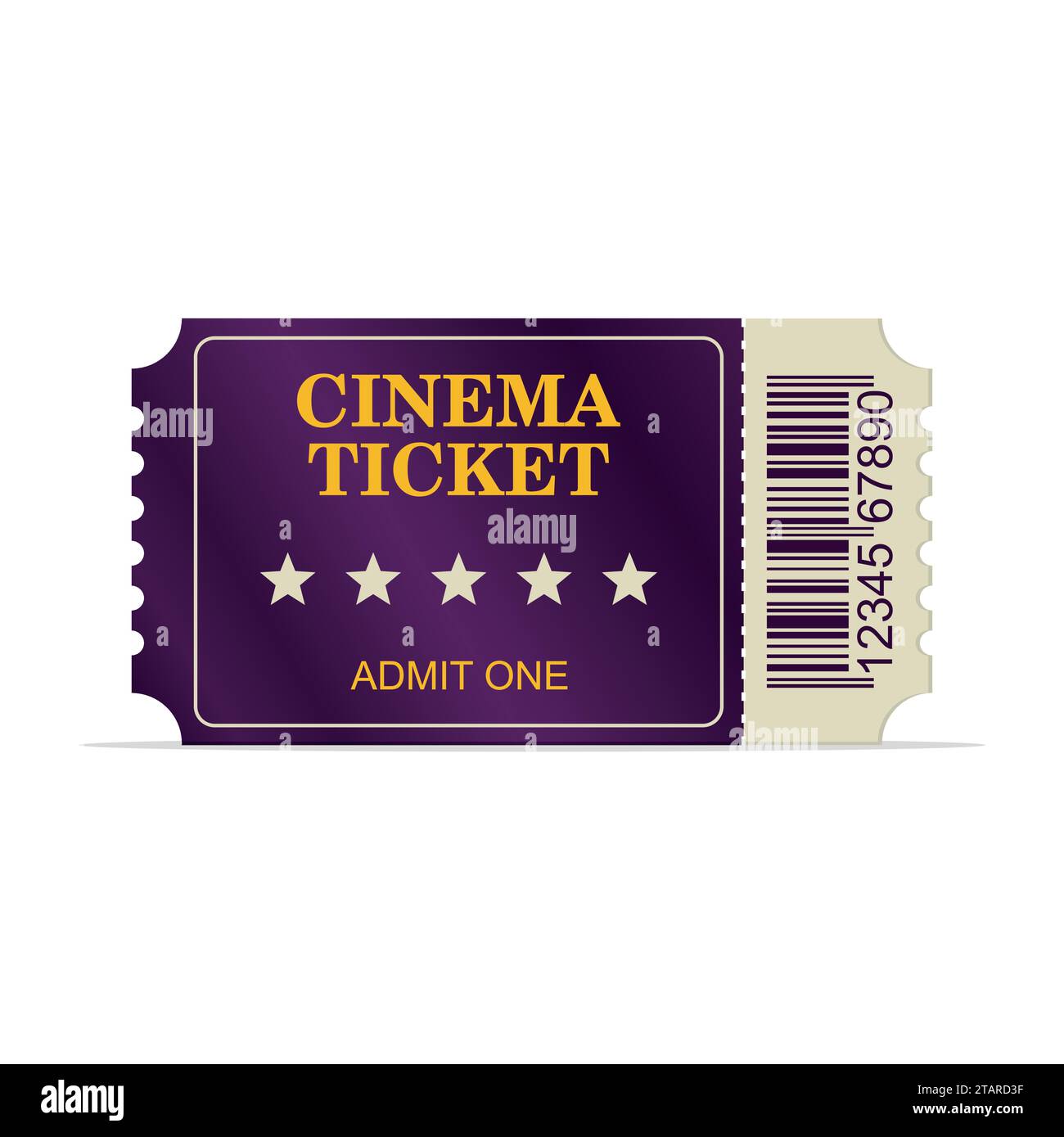 Designed cinema ticket isolated on white background. Ticket for movie and film vector illustration Stock Vector