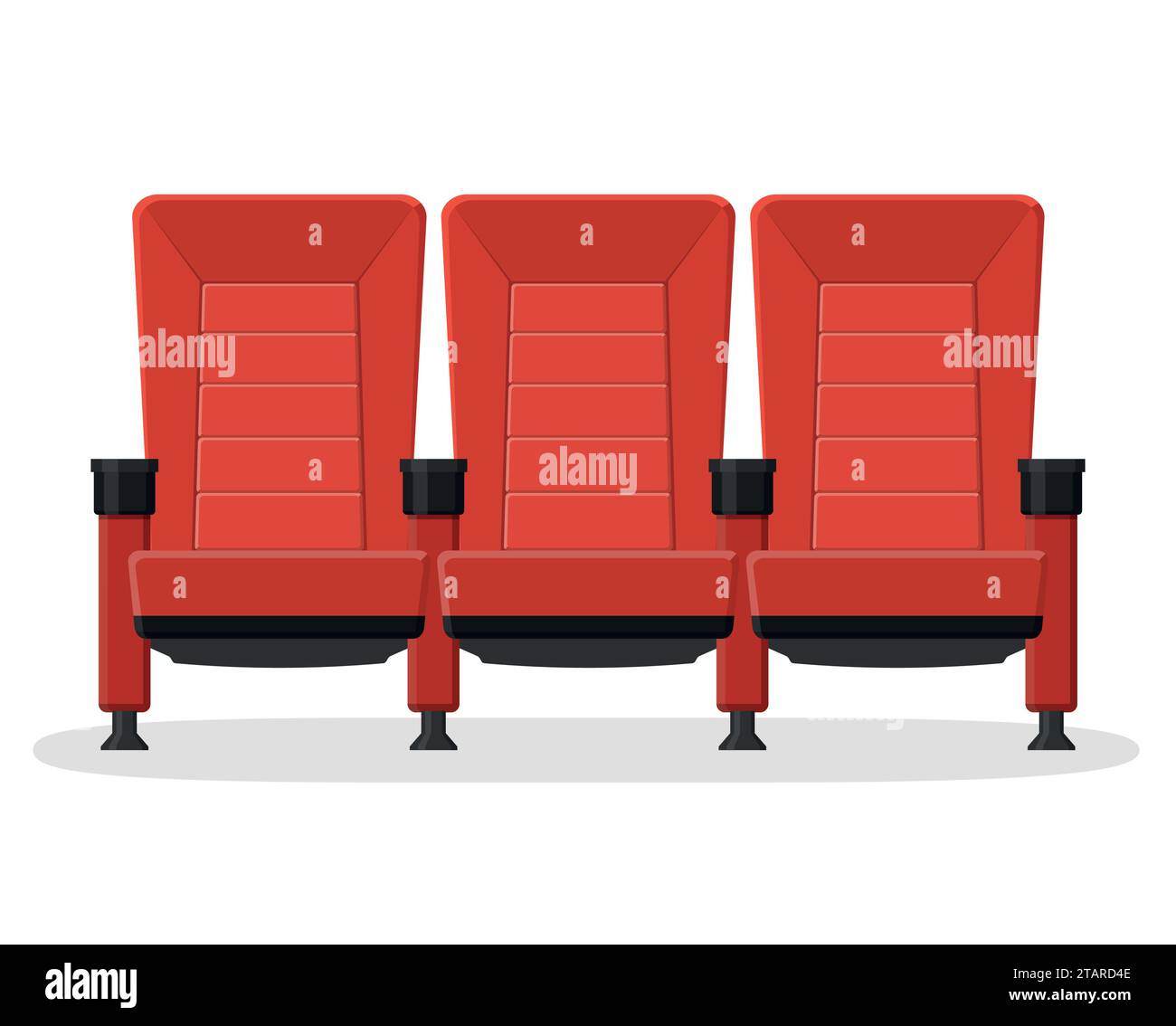 Cinema red comfortable seat for watching movies isolated on white background. Red comfortable armchairs movie and film vector illustration Stock Vector