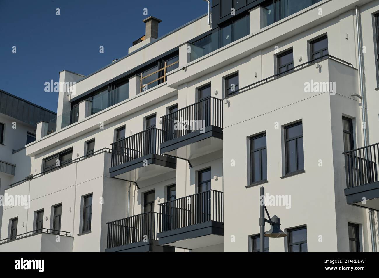 New building, holiday flats, Haus Strandterrasse, Duenenstrasse, Ahlbeck, Usedom, Mecklenburg-Vorpommern, Germany Stock Photo