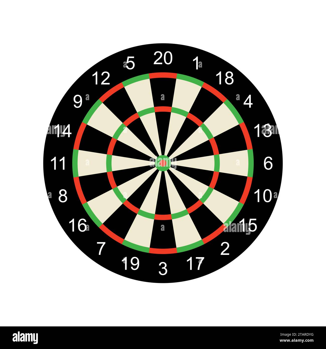 Classic darts board target isolated on white background. Vector Illustration Stock Vector