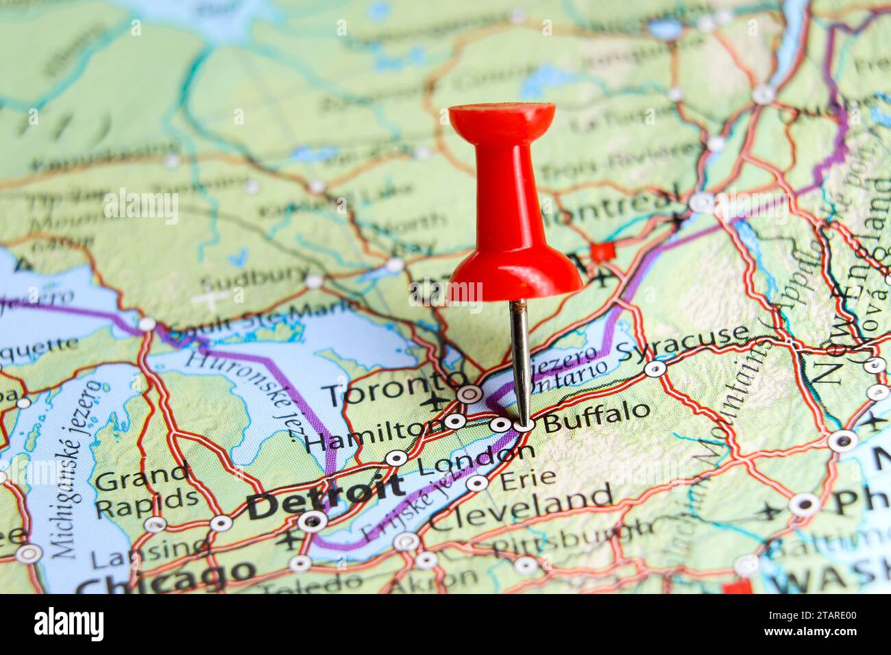 Buffalo, New York pin on map Stock Photo Alamy