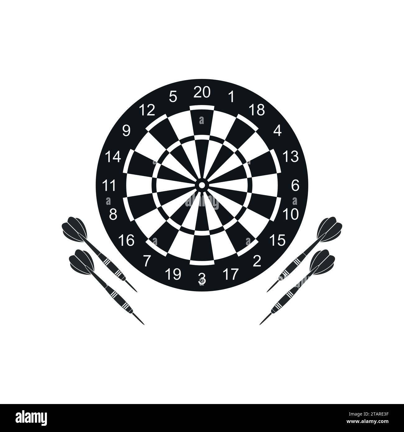 Classic dart board target and darts arrow icons isolated on white background. Vector Illustration Stock Vector