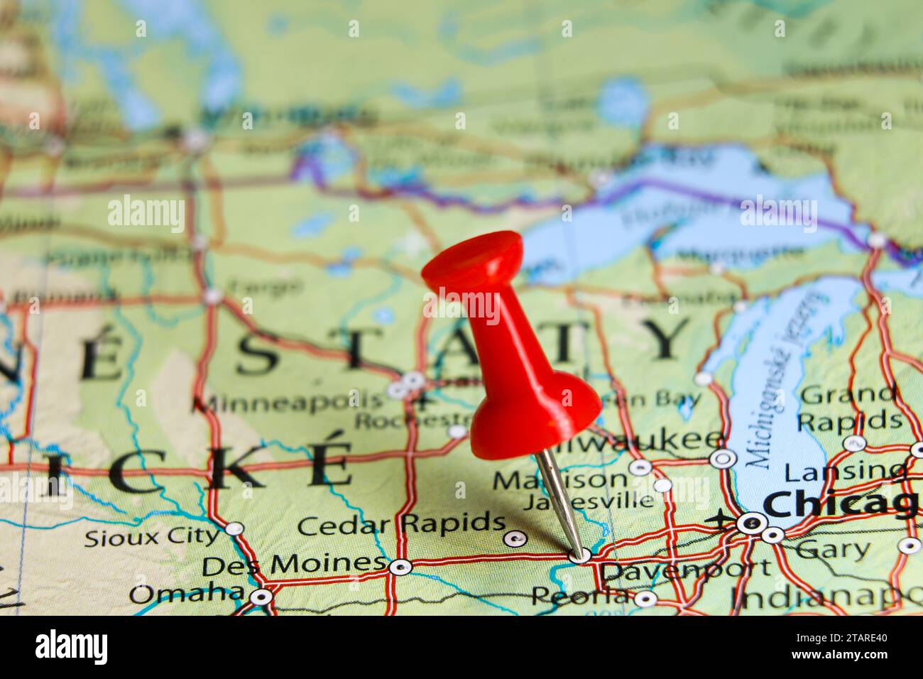 Davenport map hi res stock photography - Davenport Iowa Pin On Map 2TARE40 