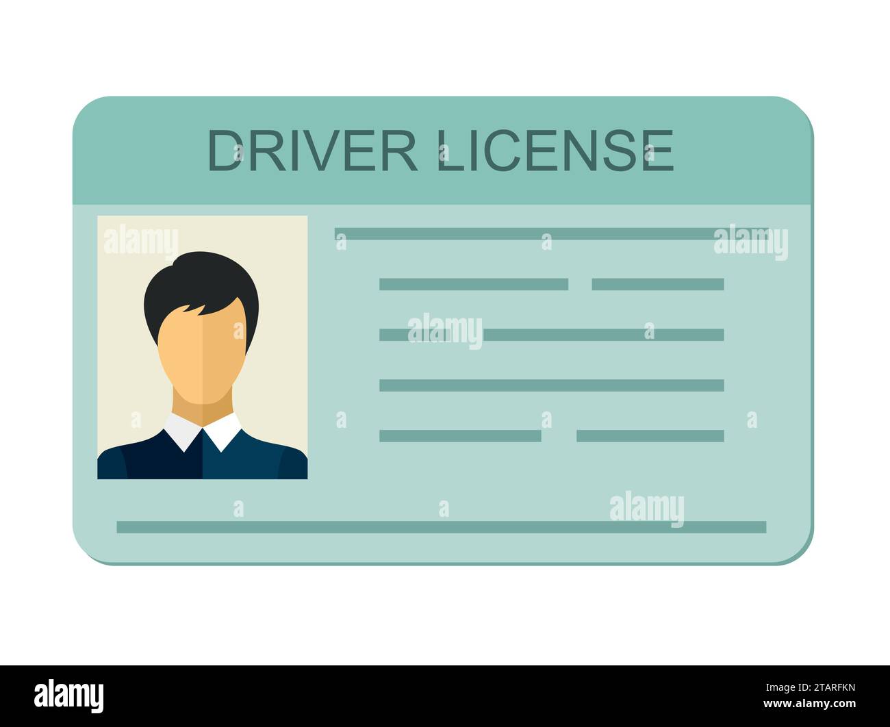 Car driver license identification with photo isolated on white background, driver license vehicle identity in flat style. Stock Vector