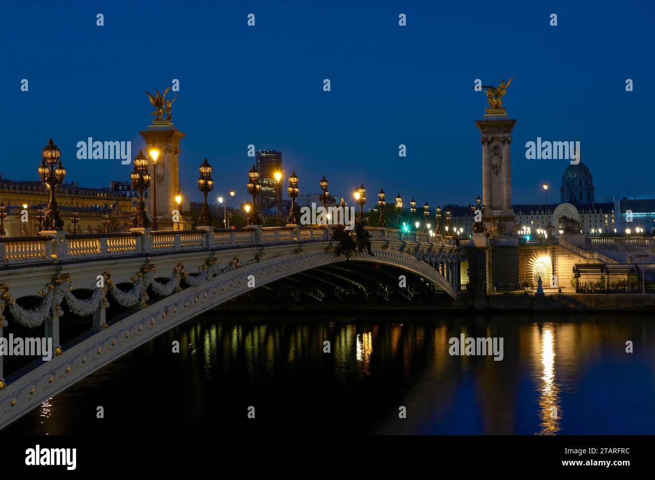 Alexander III bridge at night, Paris Stock Photo