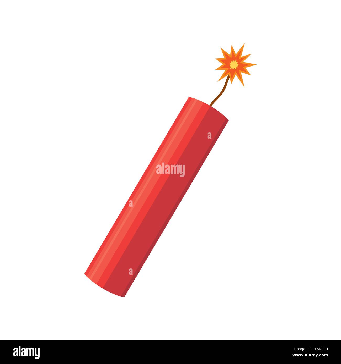 Dynamite bomb explosion with burning wick detonate isolated on white background. Vector dynamite bomb with sparkle danger explosive weapon Stock Vector