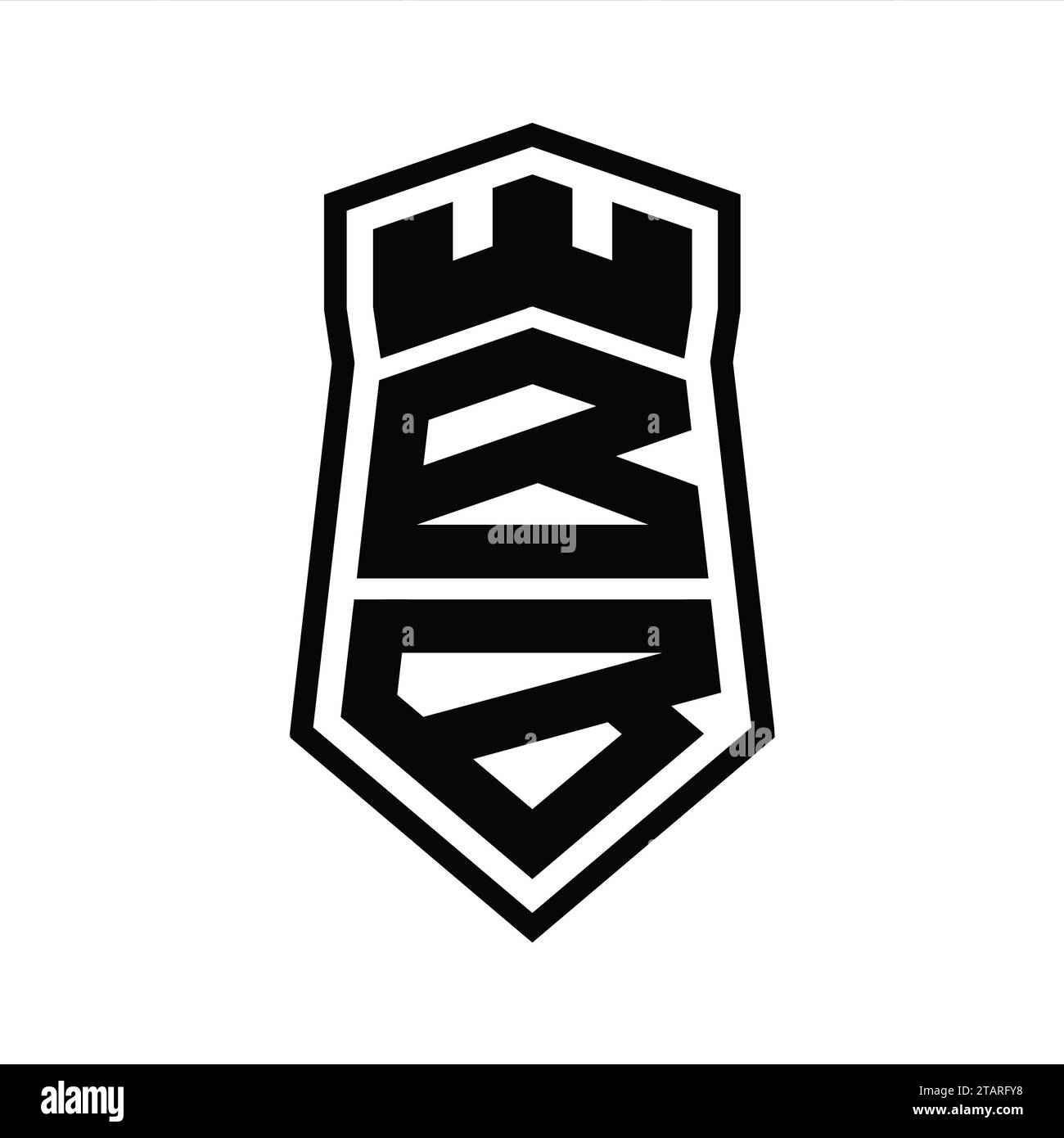BB Letter Logo monogram hexagon shield shape up and down with crown ...
