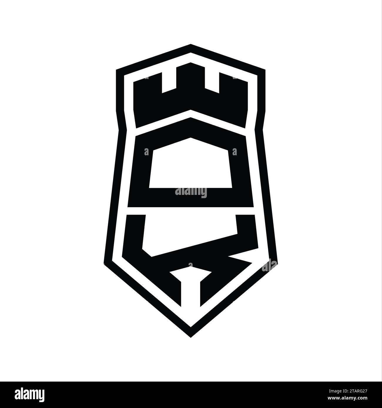 DK Letter Logo monogram hexagon shield shape up and down with crown ...