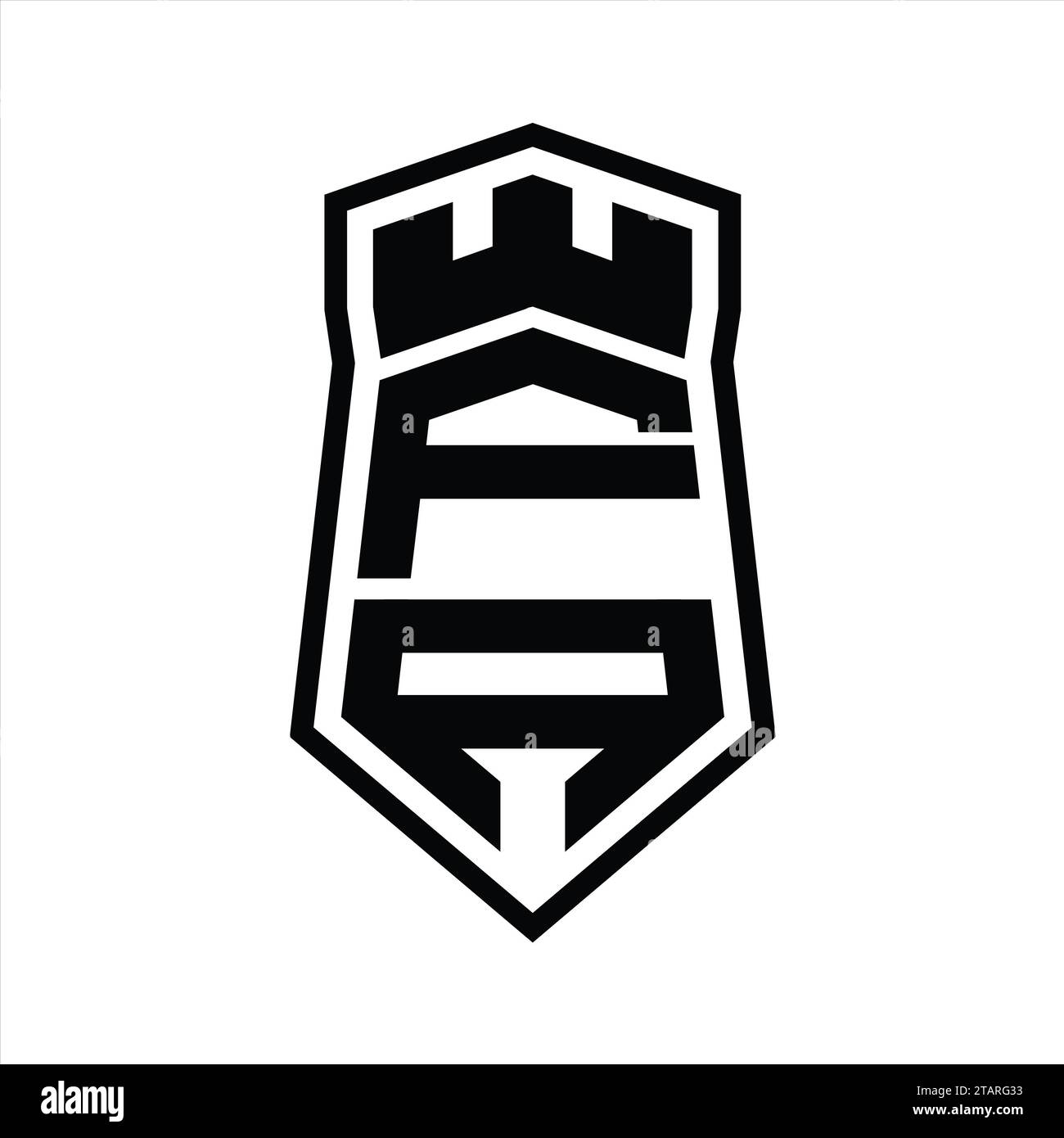 FA Letter Logo monogram hexagon shield shape up and down with crown ...