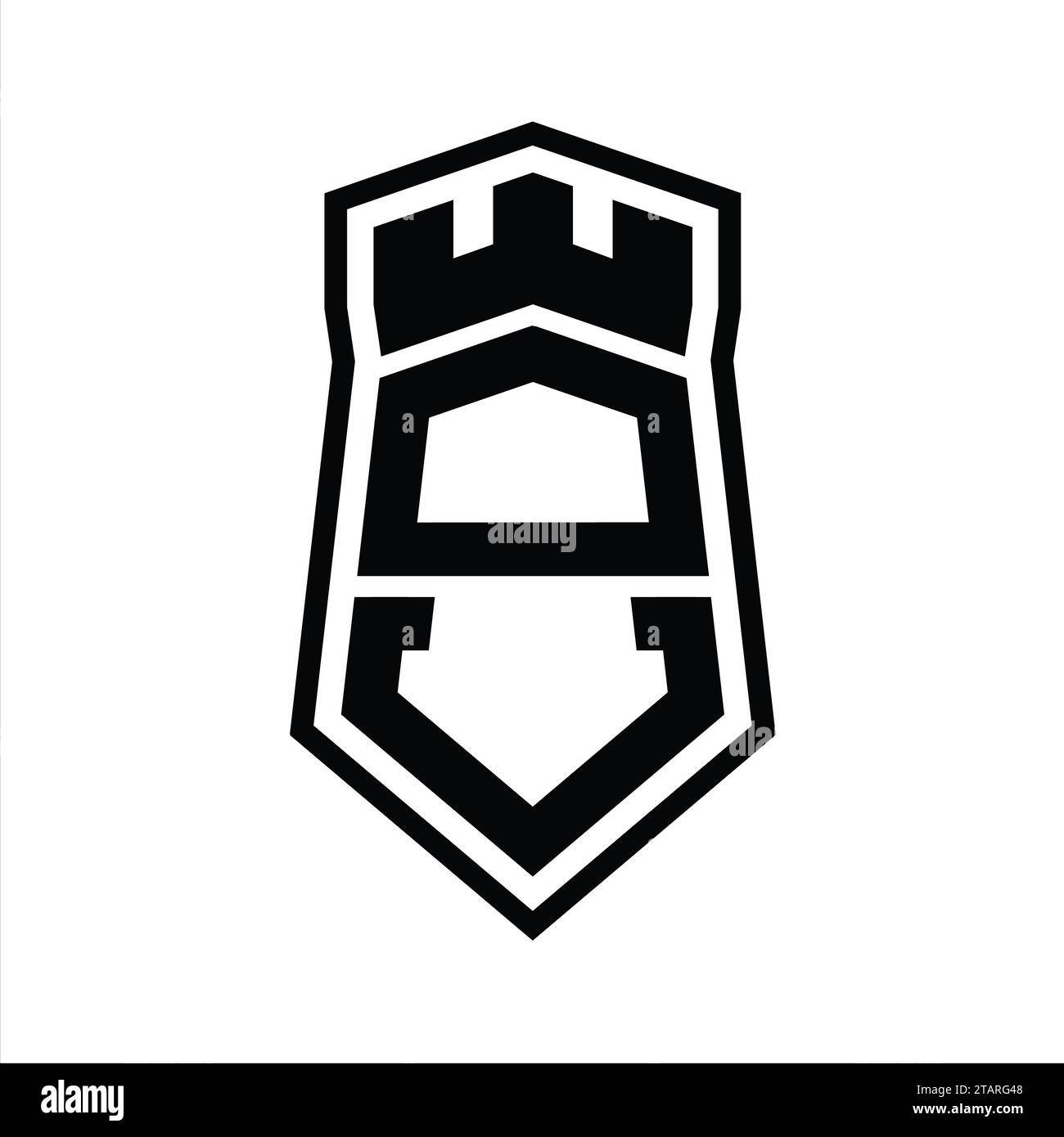 DV Letter Logo monogram hexagon shield shape up and down with crown ...