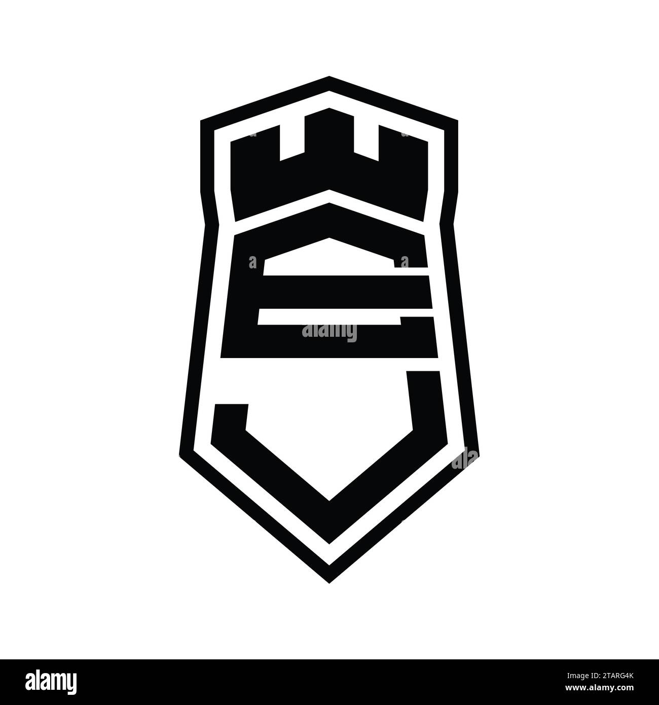 EJ Letter Logo monogram hexagon shield shape up and down with crown ...
