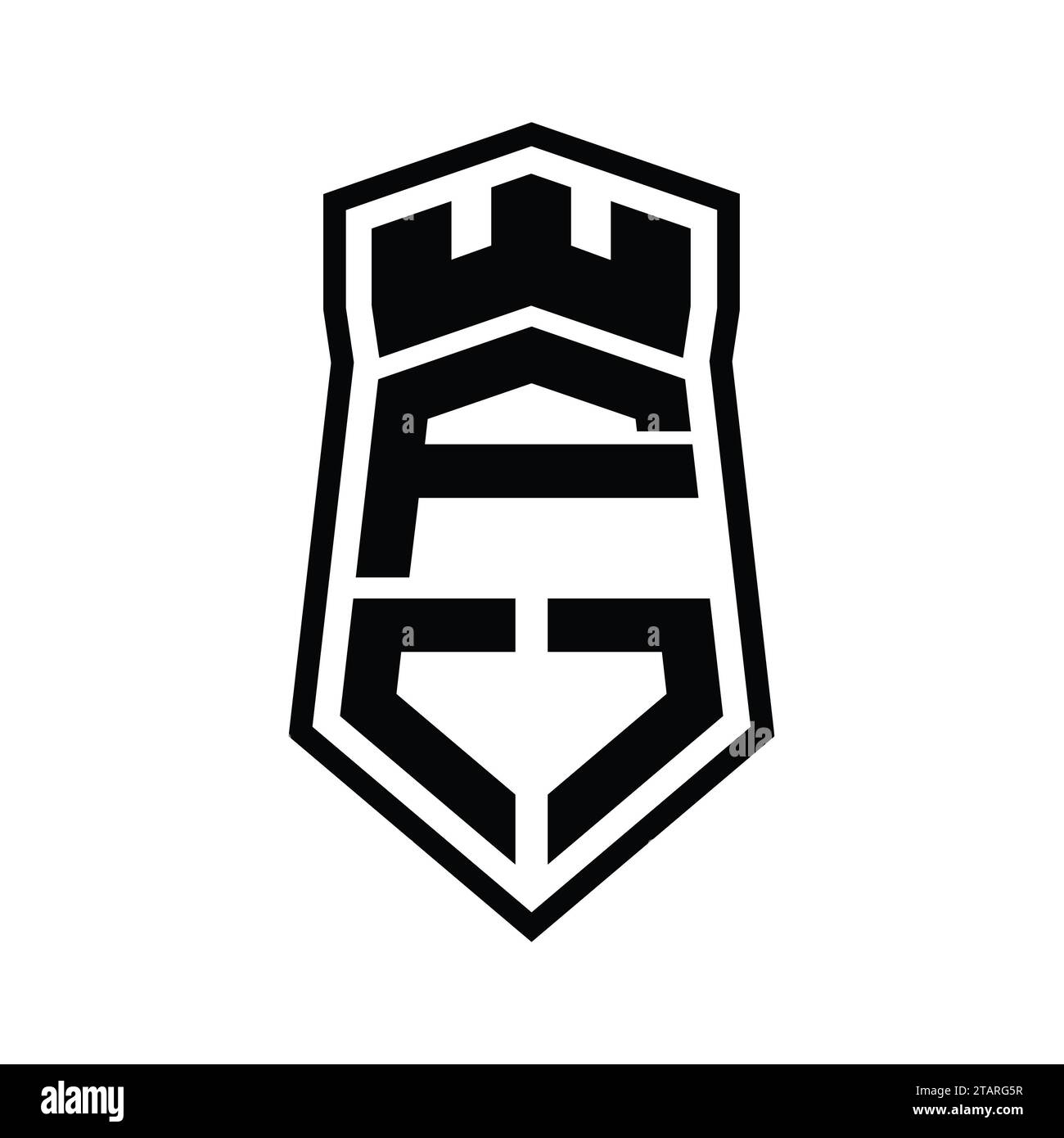 FO Letter Logo monogram hexagon shield shape up and down with crown ...