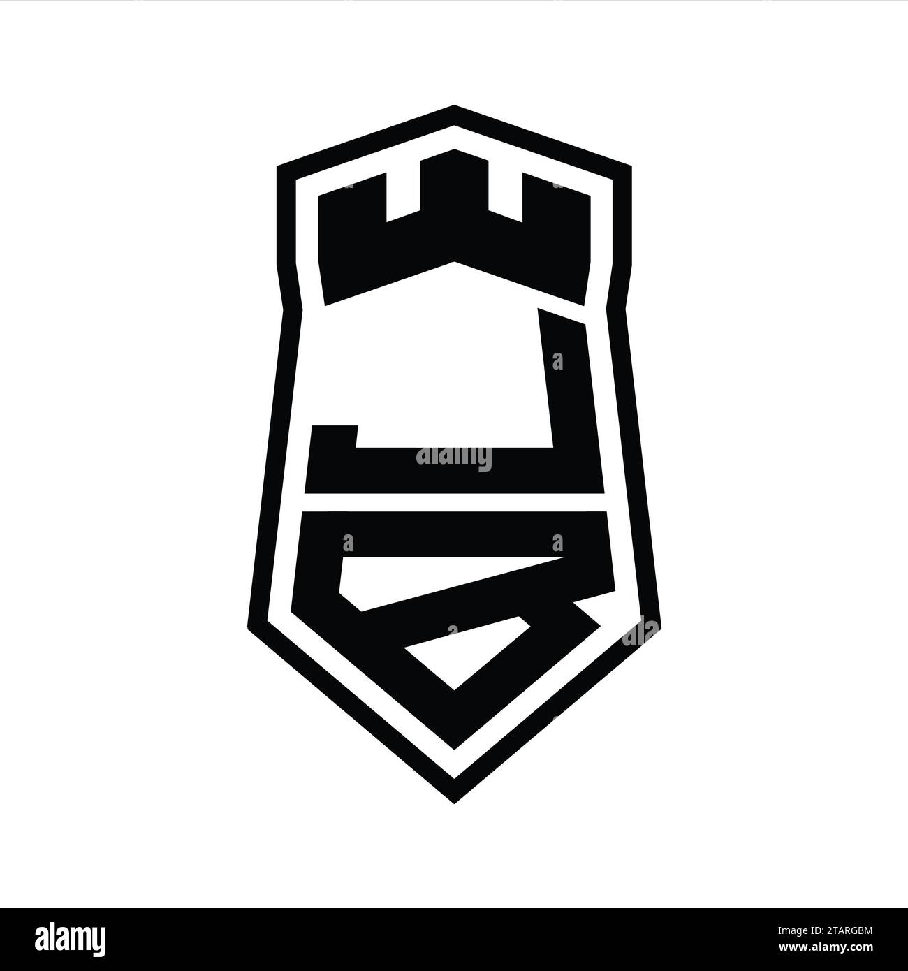 JB Letter Logo monogram hexagon shield shape up and down with crown ...