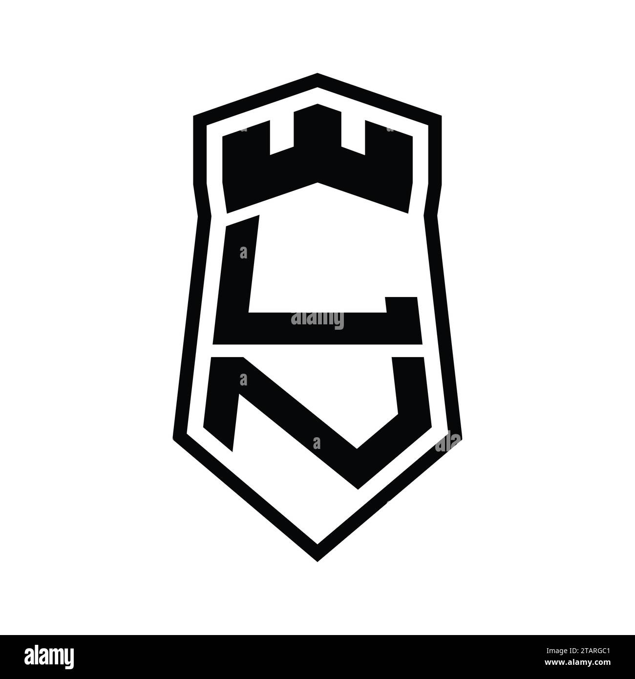 LN Letter Logo monogram hexagon shield shape up and down with crown ...